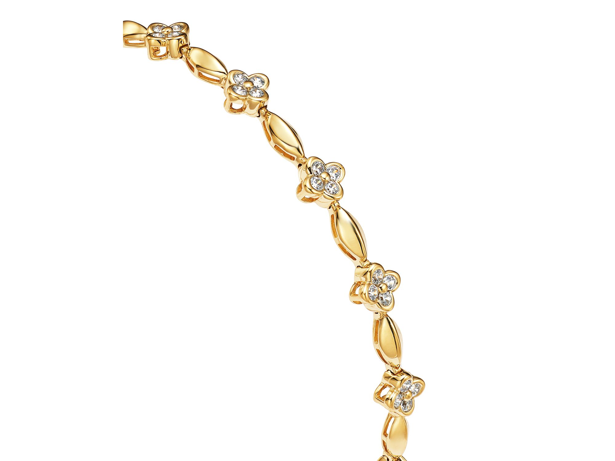 Diamond Clover Station Bracelet in 14K Yellow Gold, 1.0 tcw — Image 3