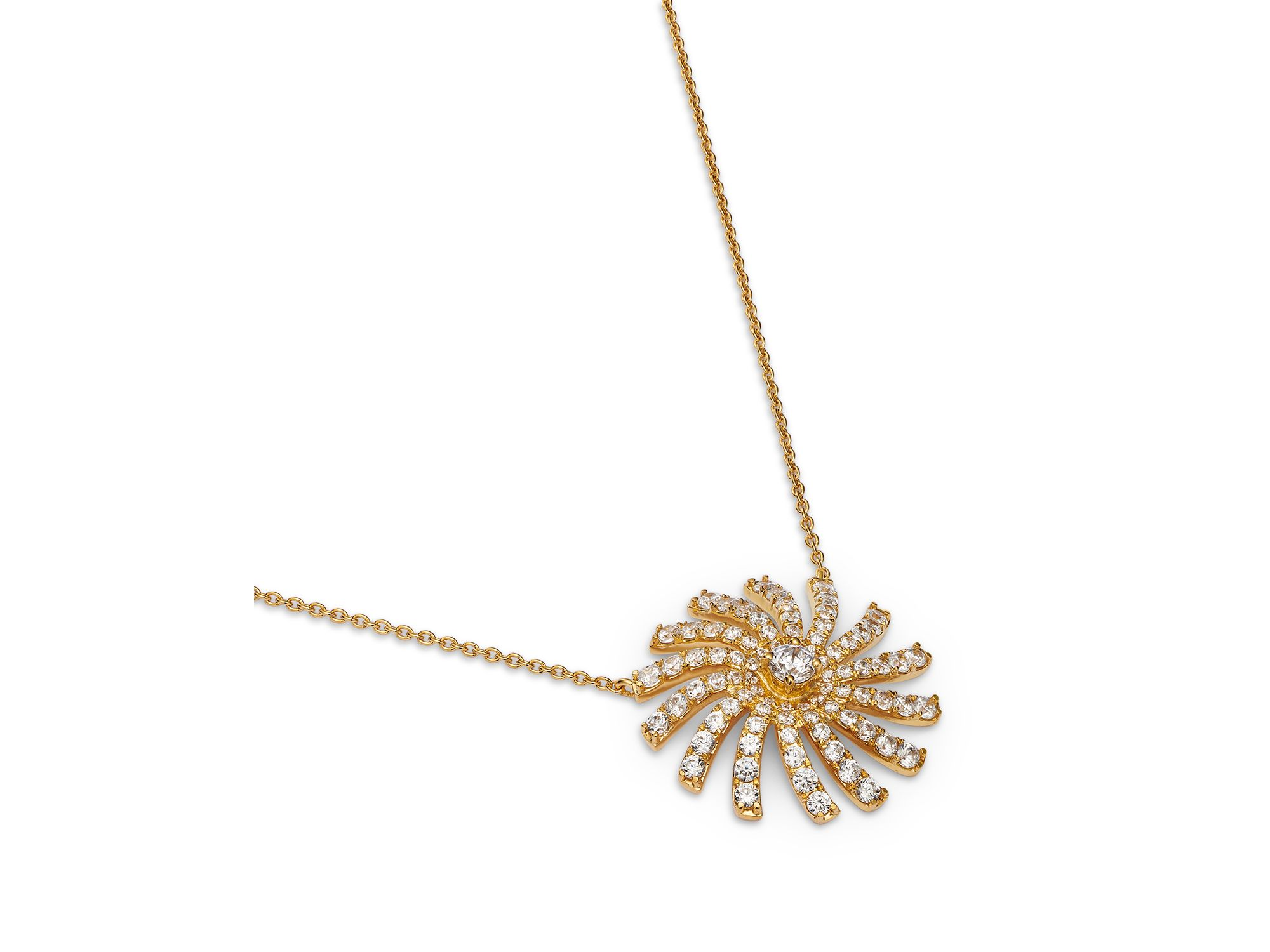 Diamond Starburst Pendant Necklace in 14K Yellow Gold, 1.45 tcw — Image 3