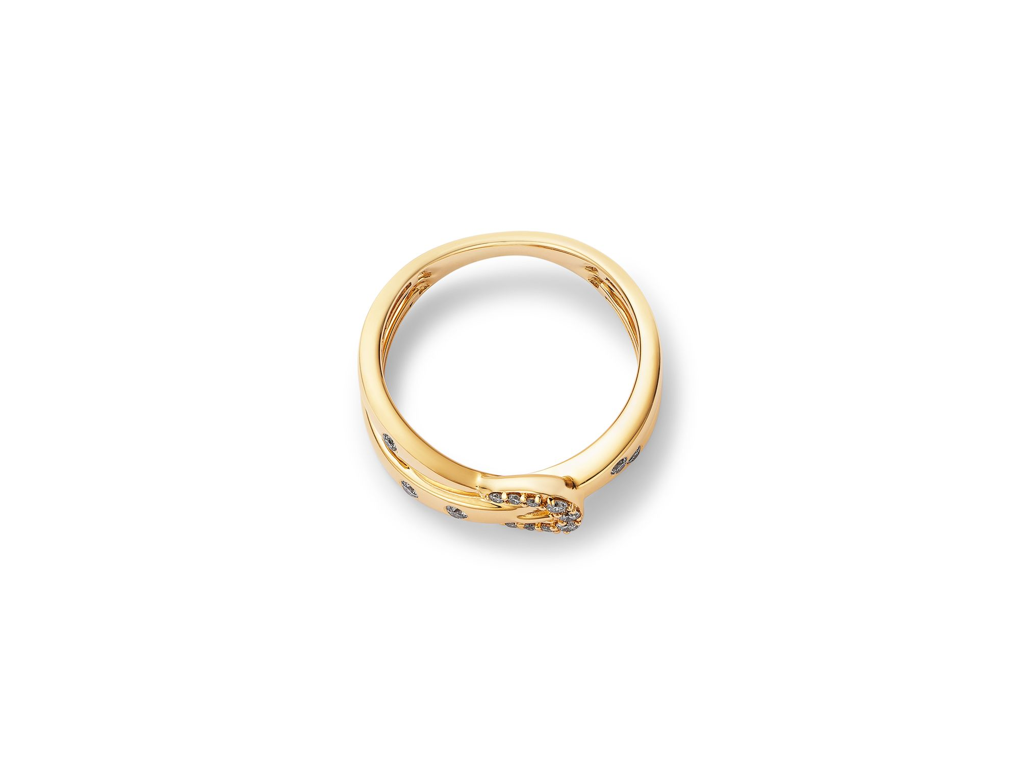 Champagne Diamond Buckle Crossover Ring in 14K Yellow Gold, 0.17 tcw — Image 3