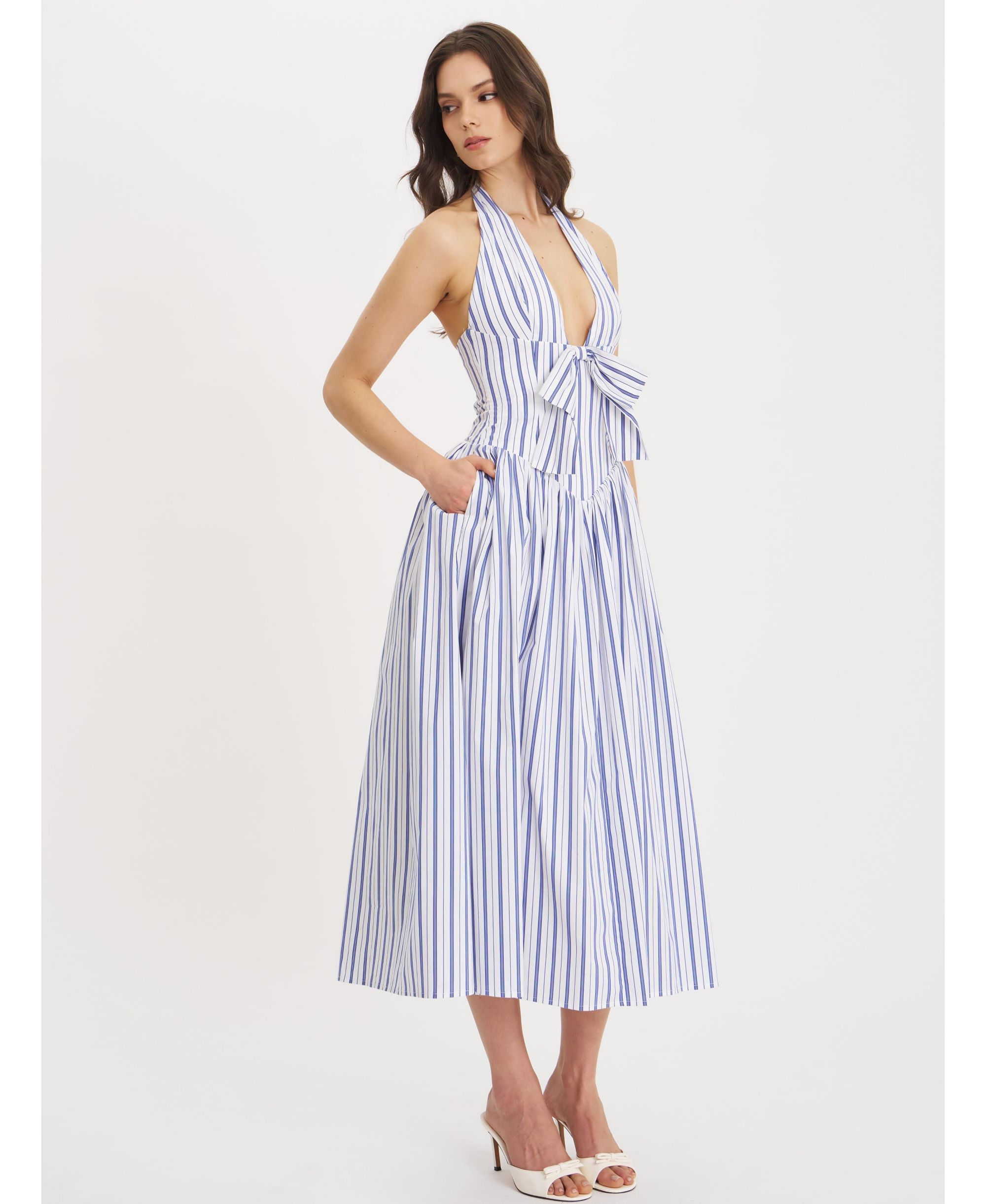 Mackenna Stripe Halter Smock Back Maxi Dress — Image 4