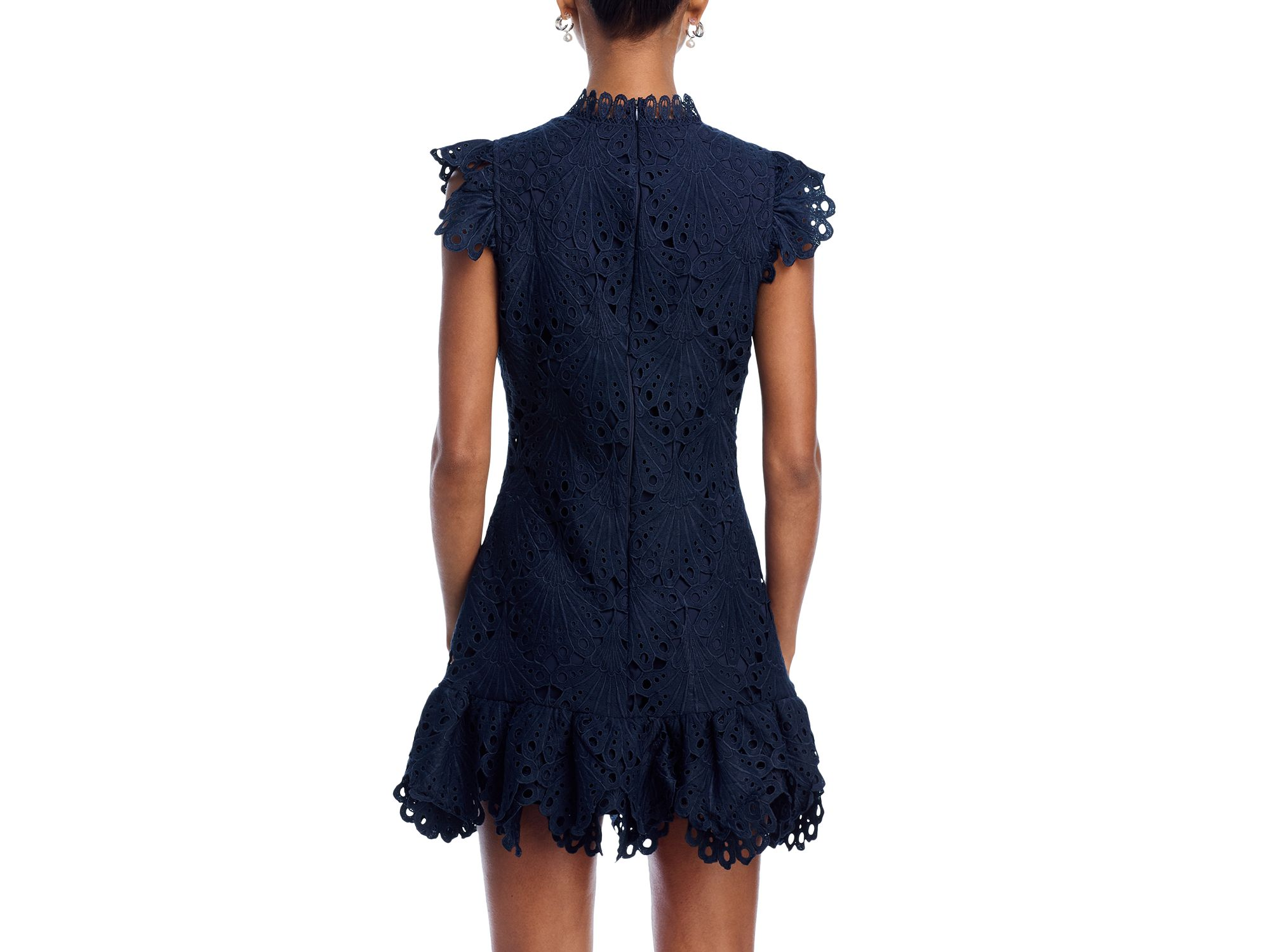 Mock Neck Lace Shift Dress - Exclusive — Image 5