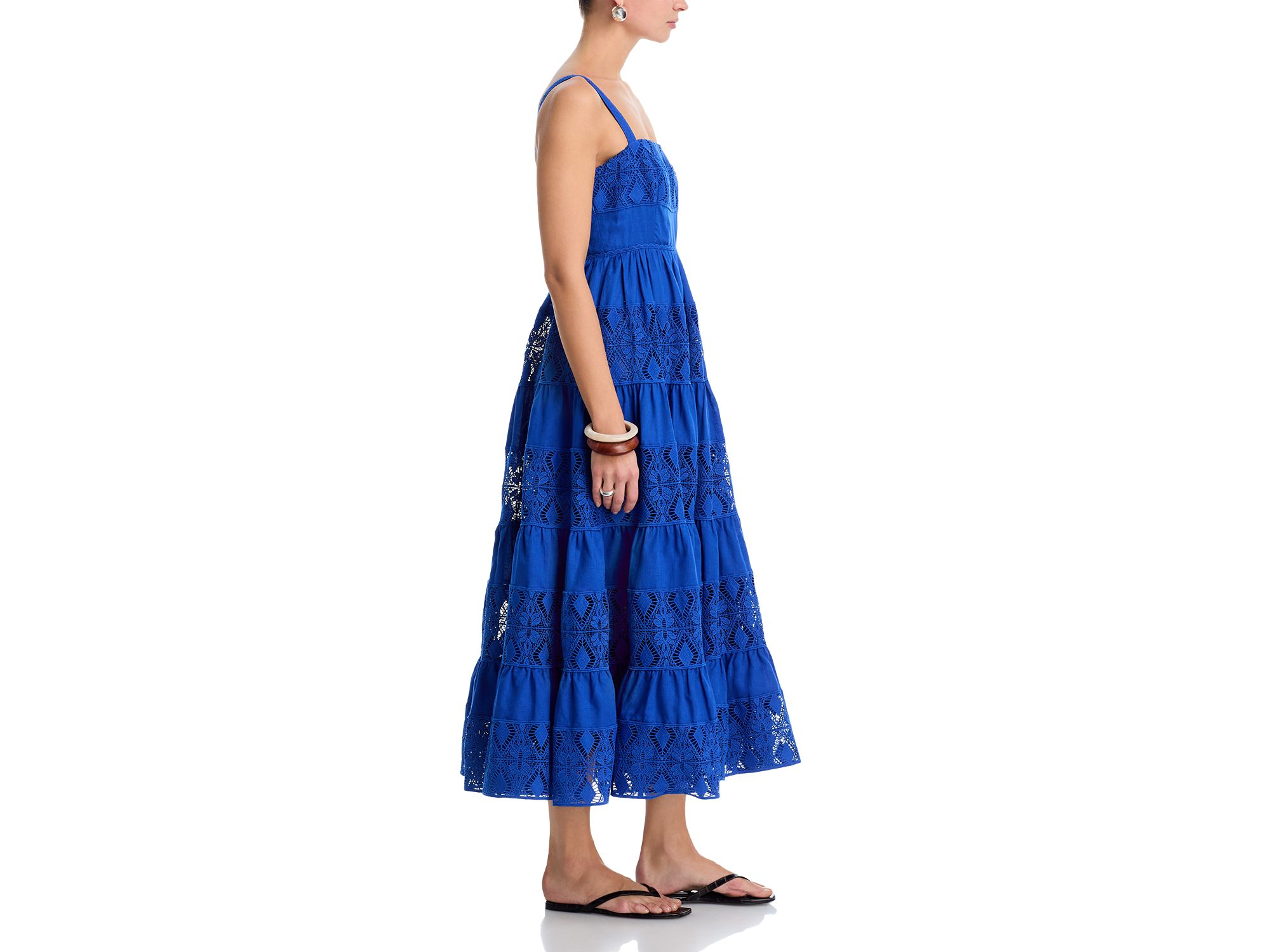Lace Inset Tier Midi Dress - Exclusive — Image 5