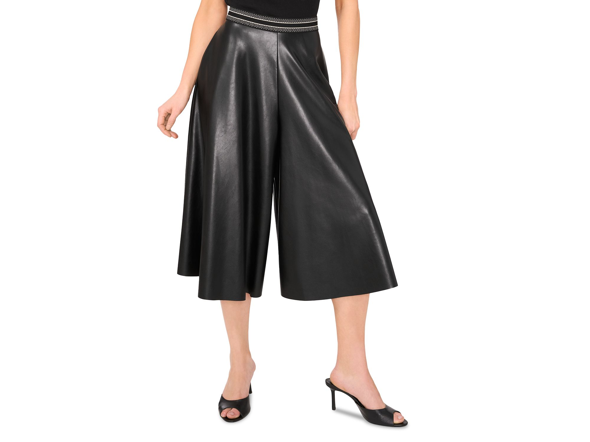 Wide Leg Faux Leather Culottes — Image 3