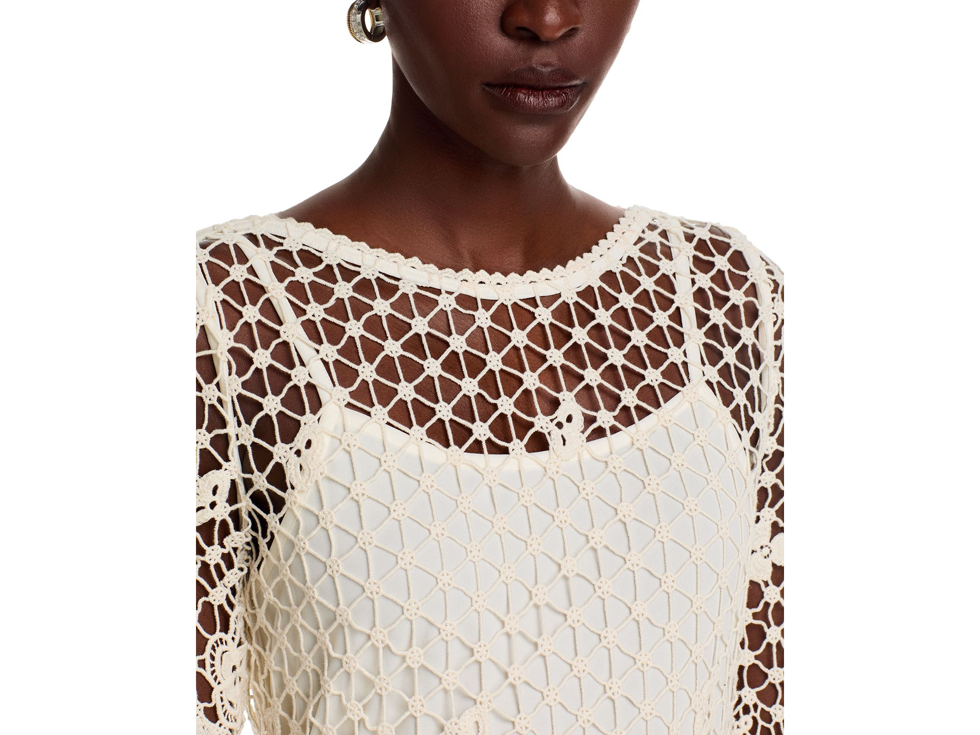 Crochet Boat Neck Bell Sleeve Dress - Exclusive — Image 3