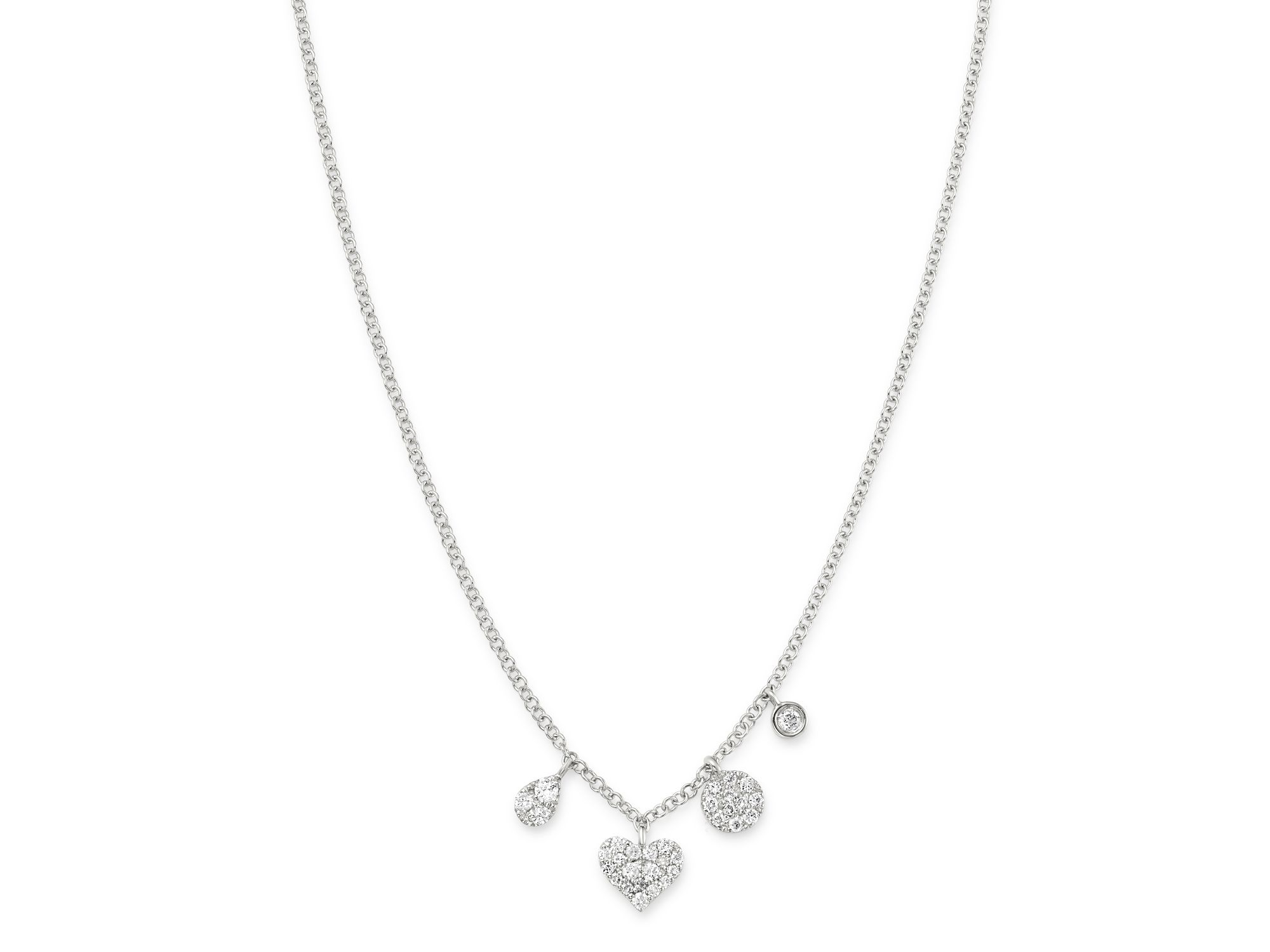 14K White Gold Diamond Charm Necklace, 18" — Image 3