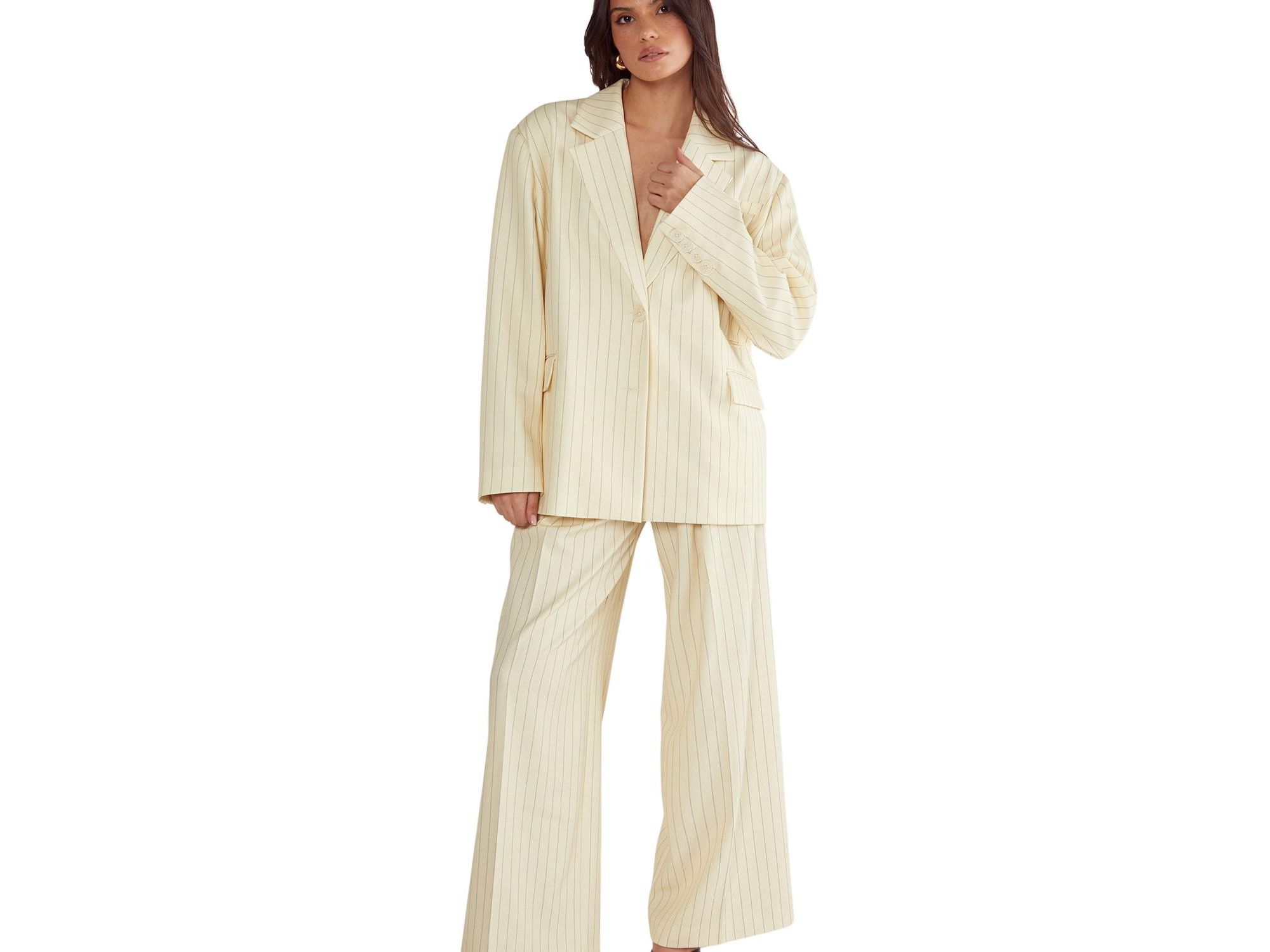 Oversized Pinstripe Tailored Blazer — Image 4