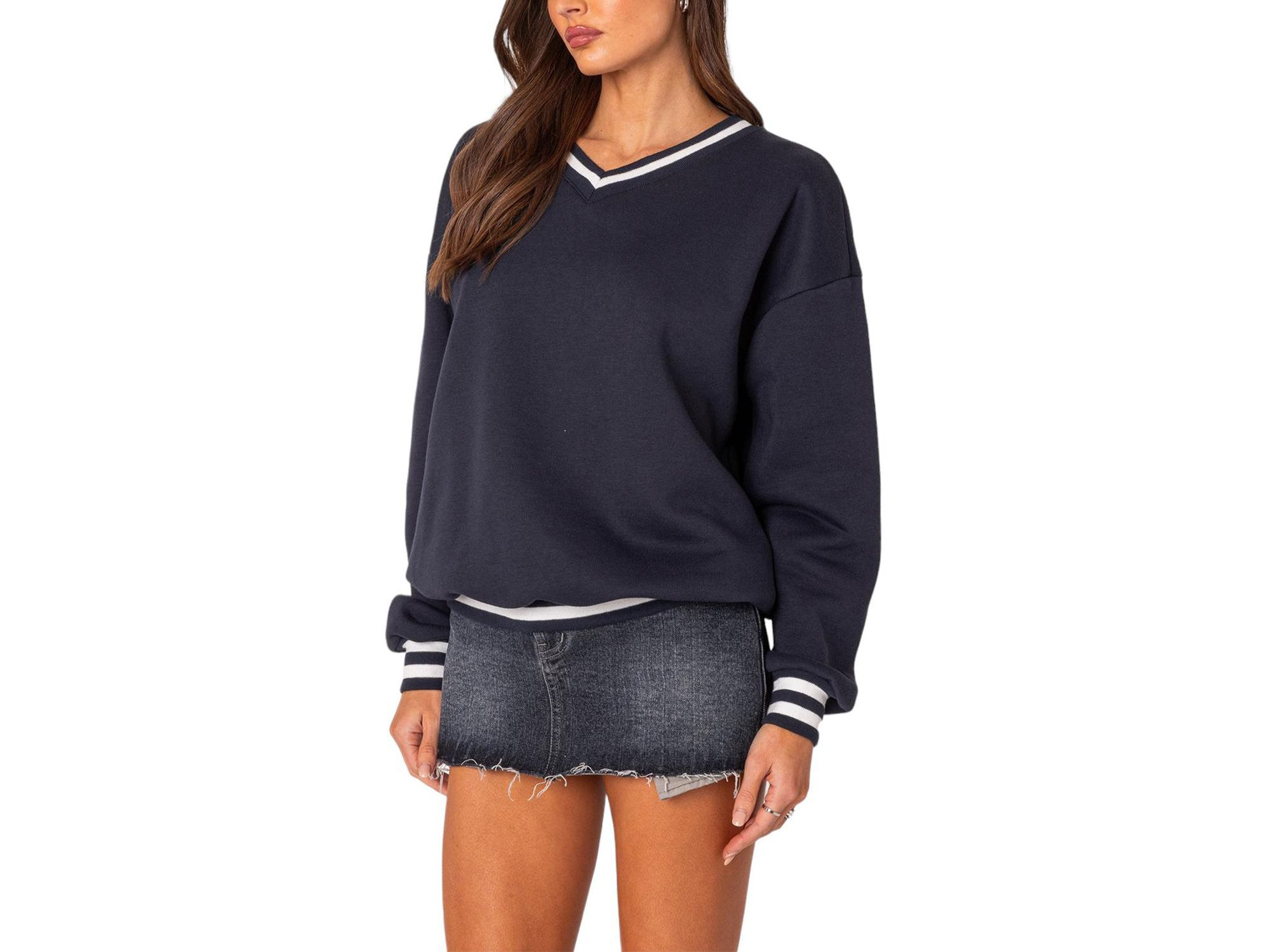 Caryn Oversized V Neck Sweatshirt — Image 3