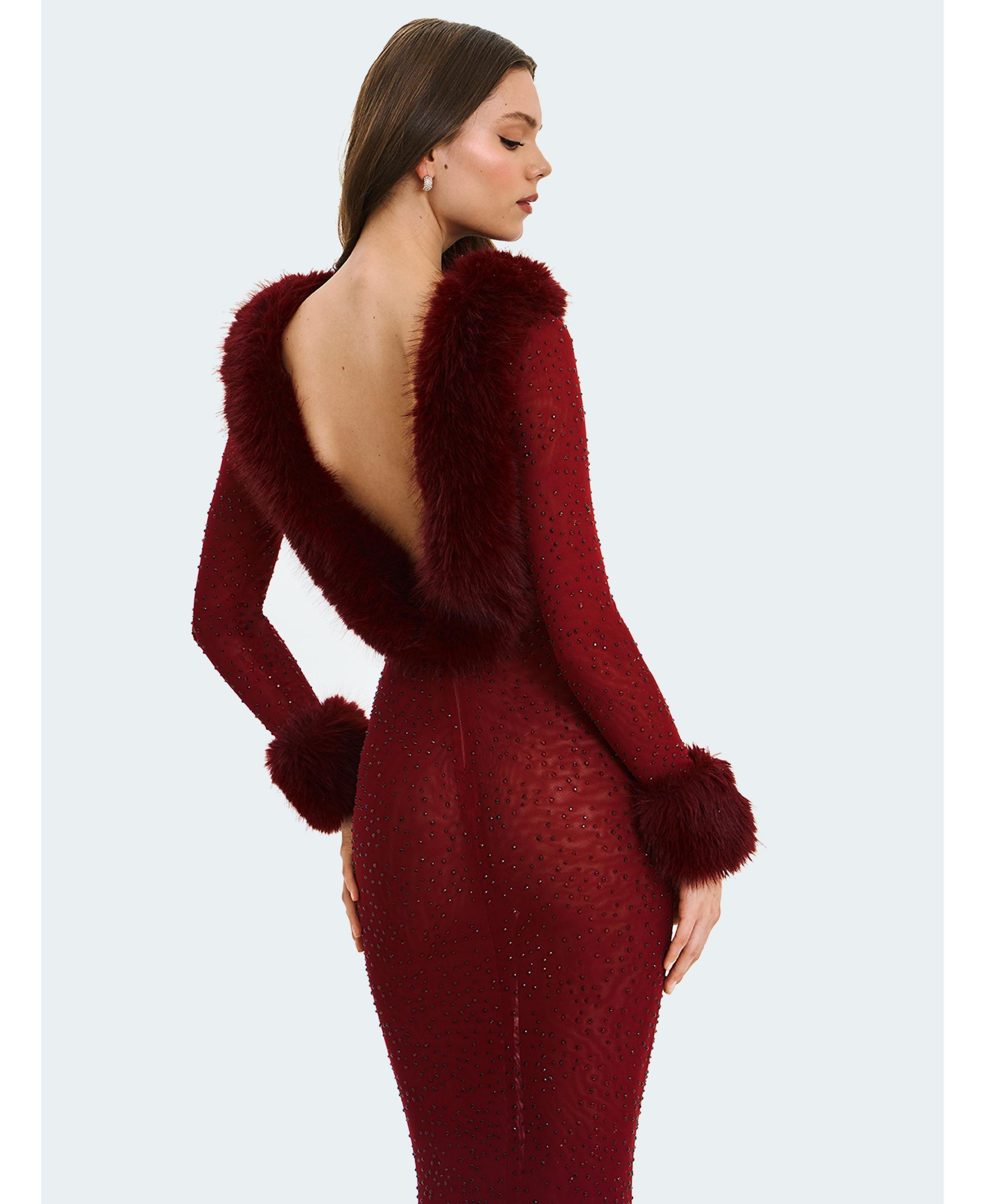 Mellie Regular-Length Rhinestone Mesh Low Back Mermaid Gown — Image 4