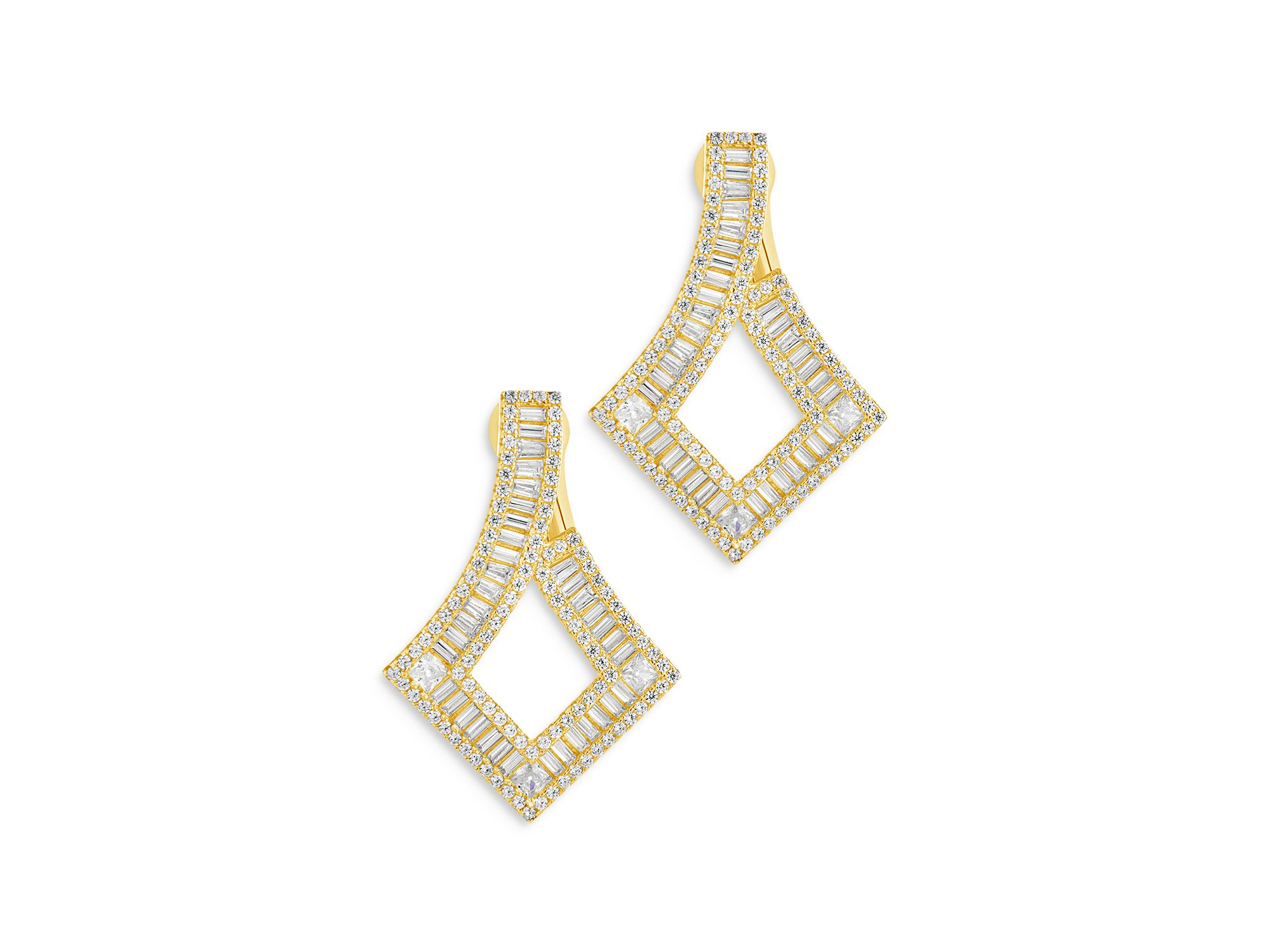 Amina Cubic Zirconia Drop Earrings in 14K Gold Plated — Image 3