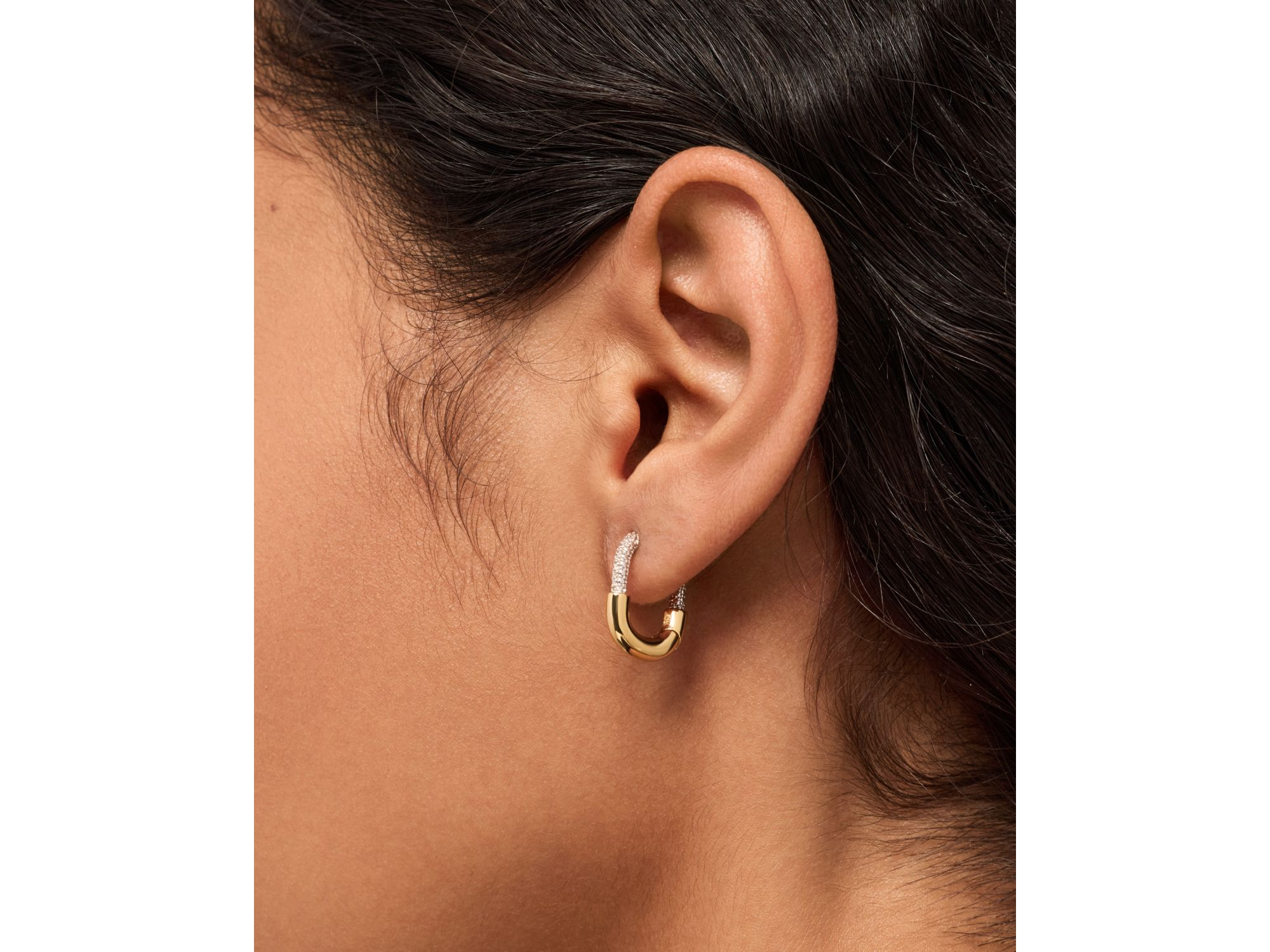 Mini Micropave Gold Brynley Hoops — Image 3
