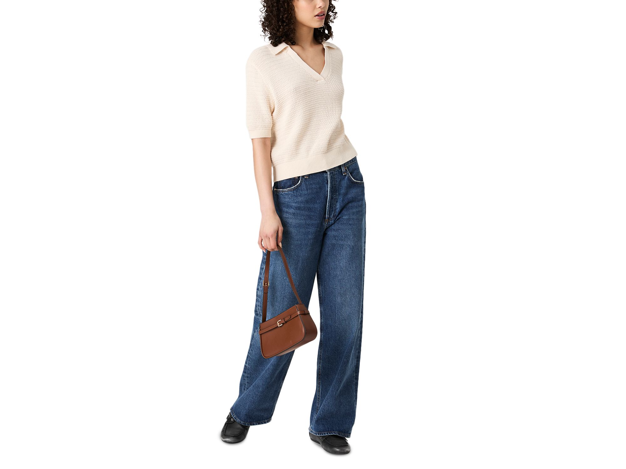 V Neck Collar Short Sleeve Sweater — Image 6