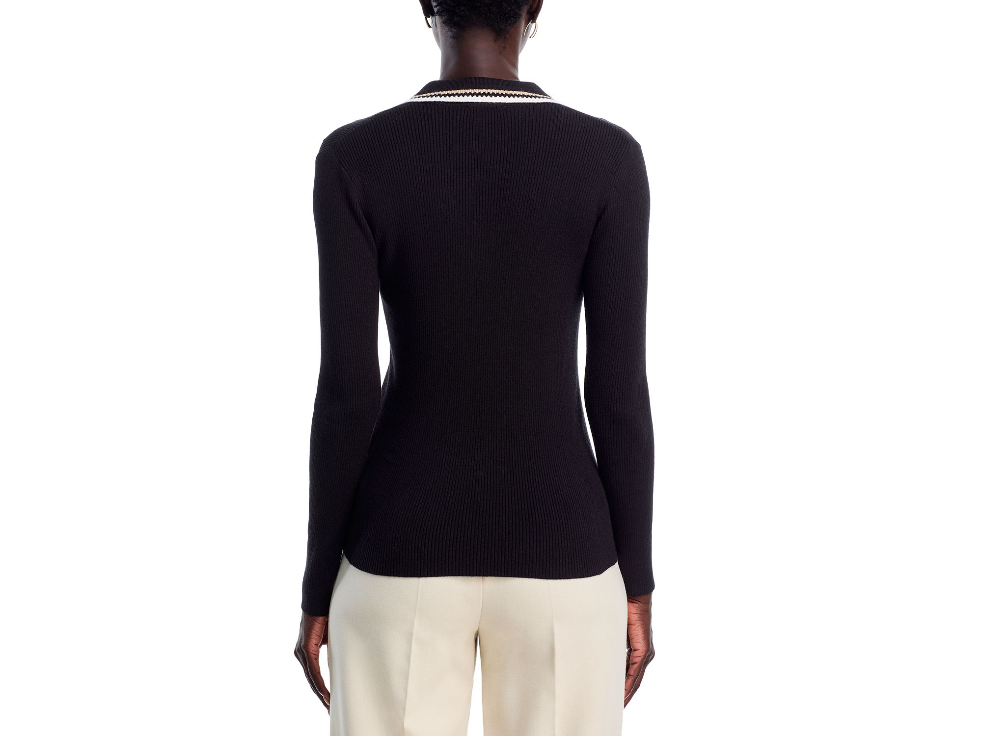 Long Sleeve Collar Rib Pullover Sweater — Image 3