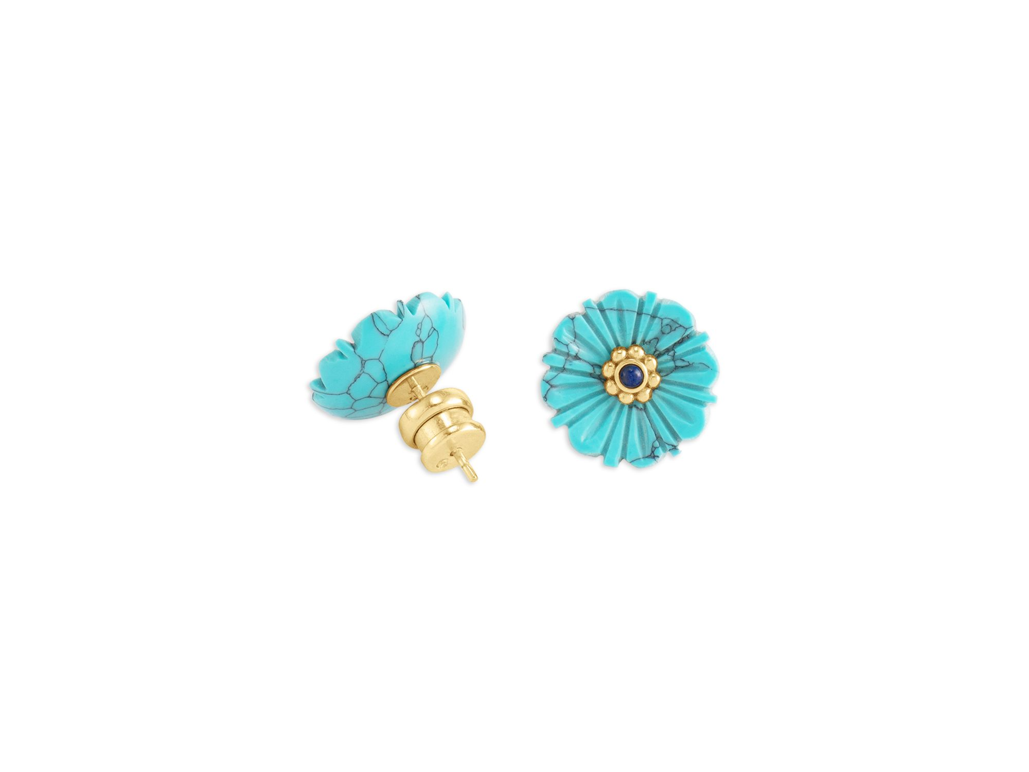 Milos Carved Stone Flower Stud Earrings — Image 4