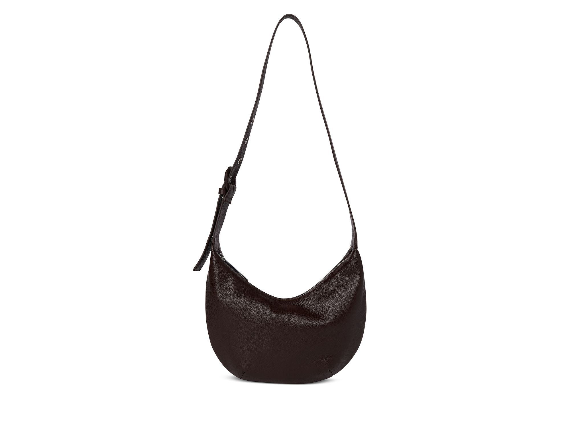 Sia Small Curved Brown Leather Crossbody Bag — Image 5