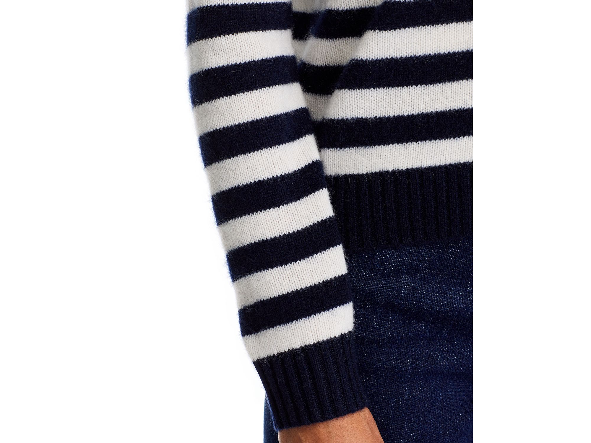 100% Cashmere Striped Crewneck Cardigan - Exclusive — Image 3