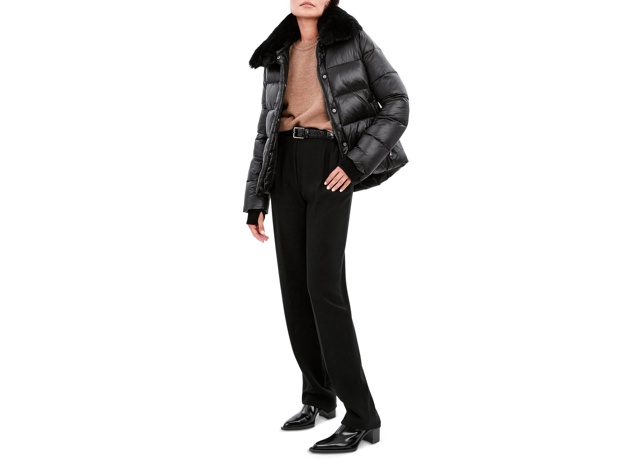 Vera Shearling Trim Down Coat — Image 6