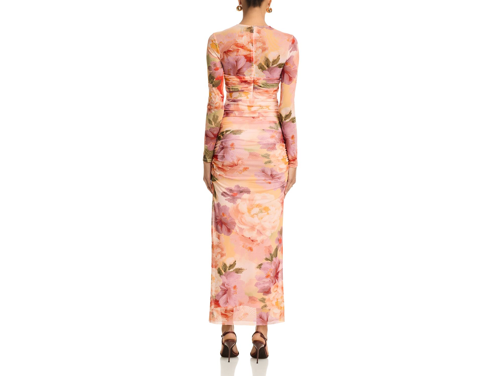 Mesh Long Sleeve Midi Dress - Exclusive — Image 4