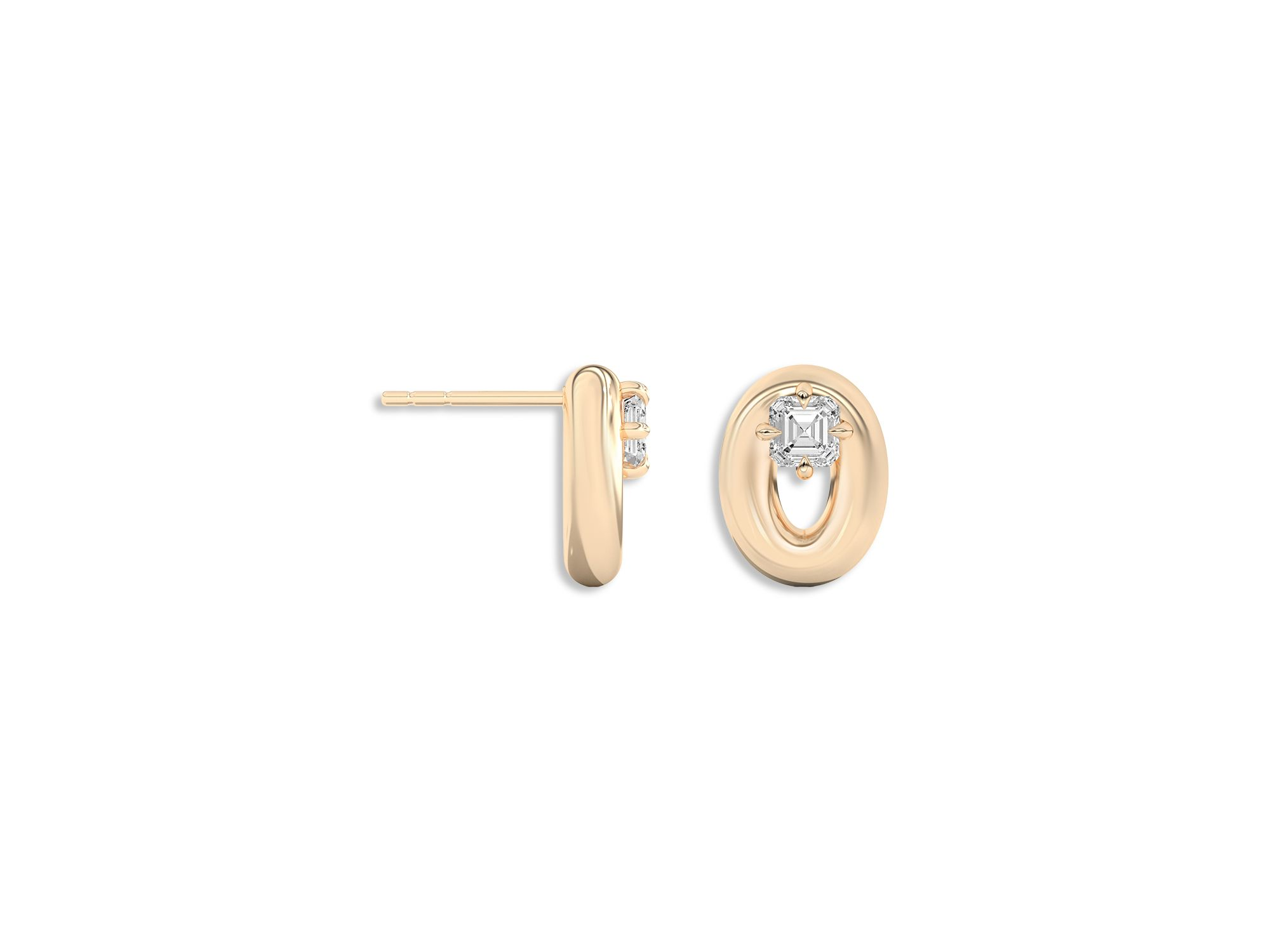 Certified Lab Grown Diamond Doshi Puff Studs with Asschers in 14K Yellow Gold, 0.81 tcw — Image 3