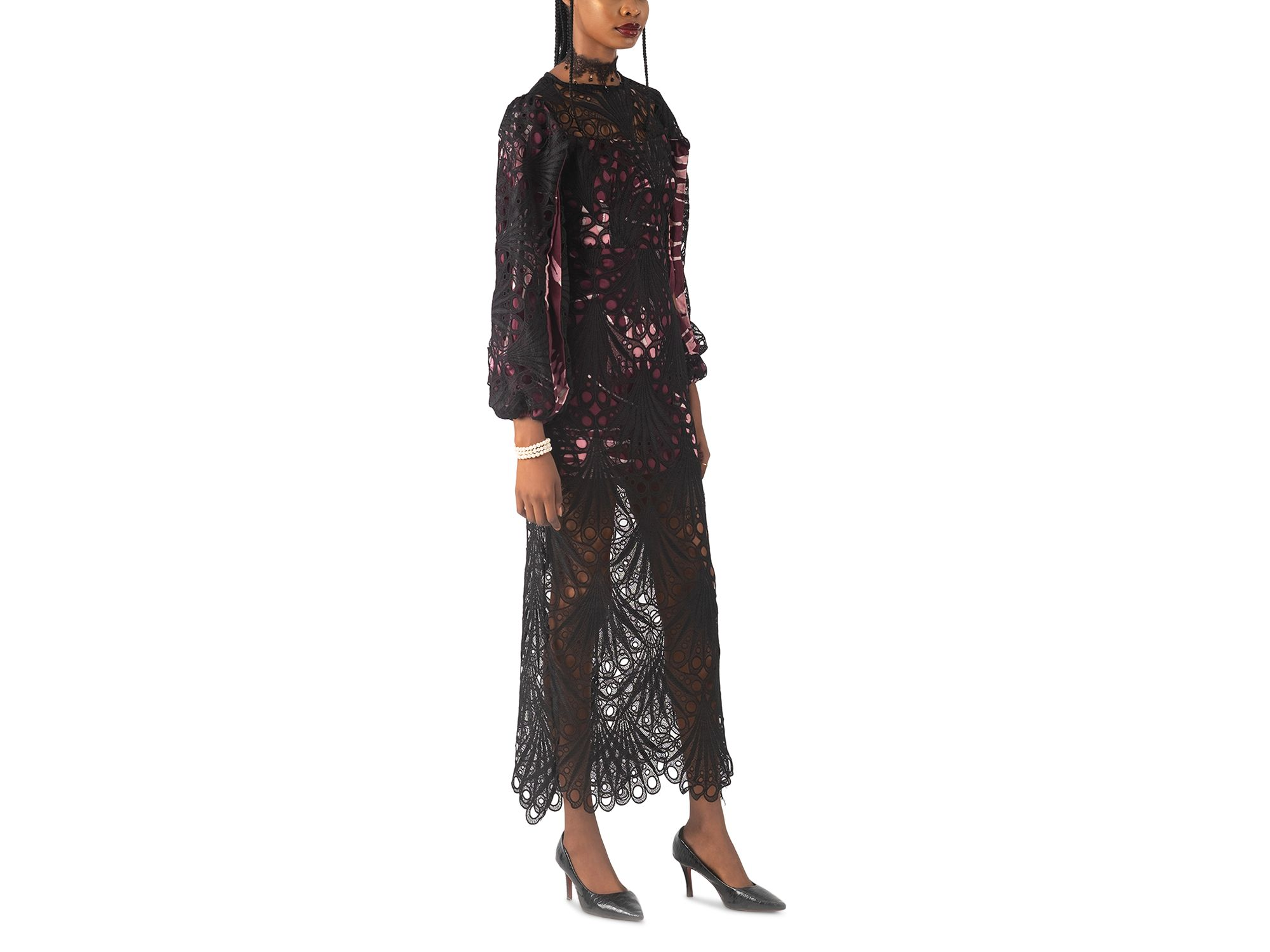 Monife Lace Overlay Split Sleeve Dress — Image 3
