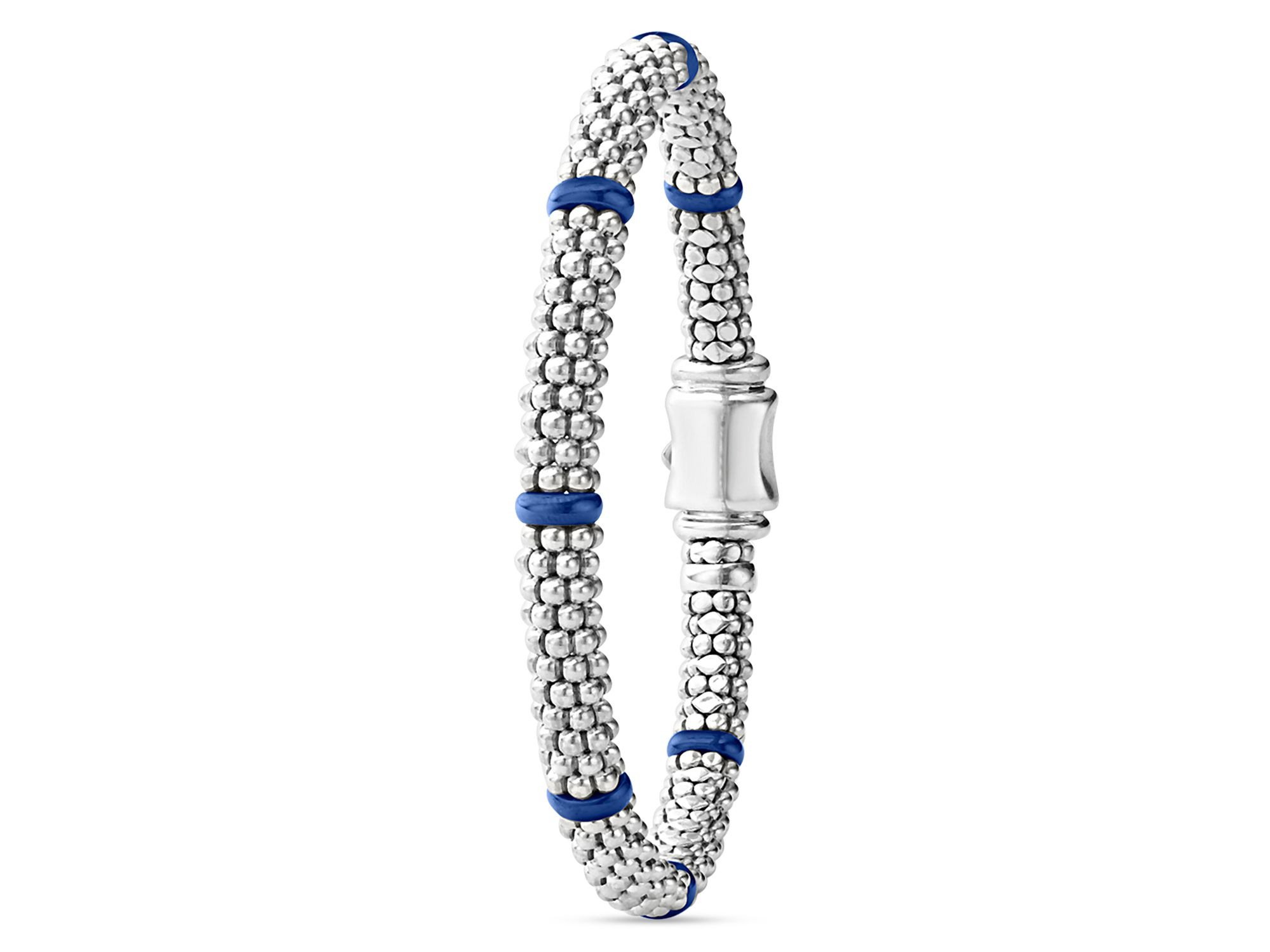 Sterling Silver Blue Caviar Ceramic Bead Bracelet — Image 3