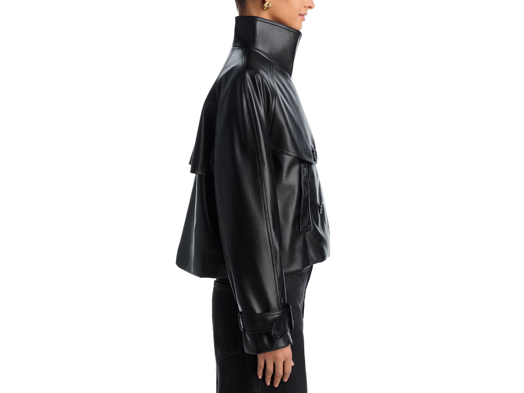 Cropped Faux Leather Trench Coat - Exclusive — Image 5