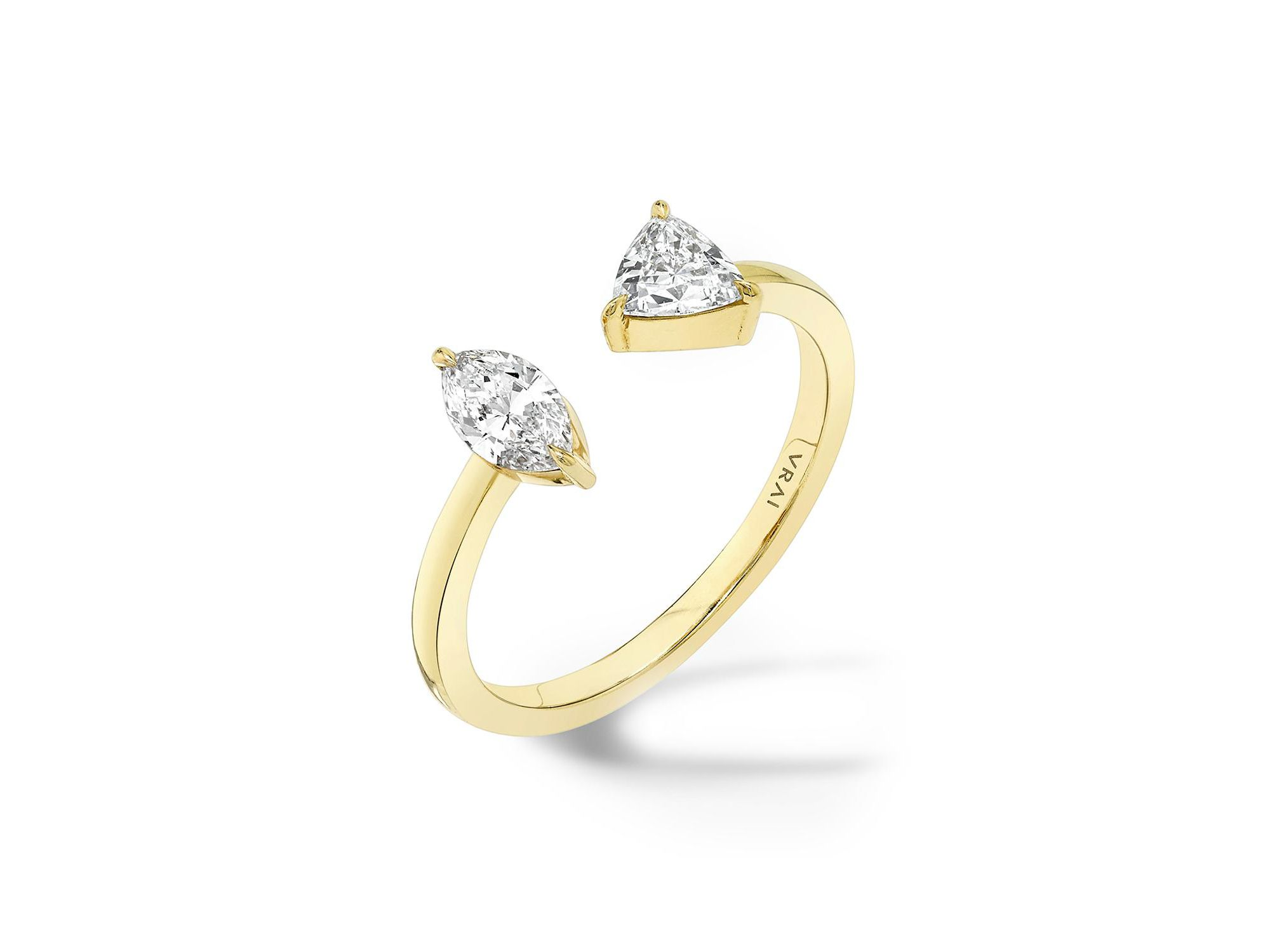 Mixed Lab-Grown Diamond Cuff Ring in 14K Yellow Gold, .50ctw Marquise & Trillion Lab Grown Diamonds — Image 3