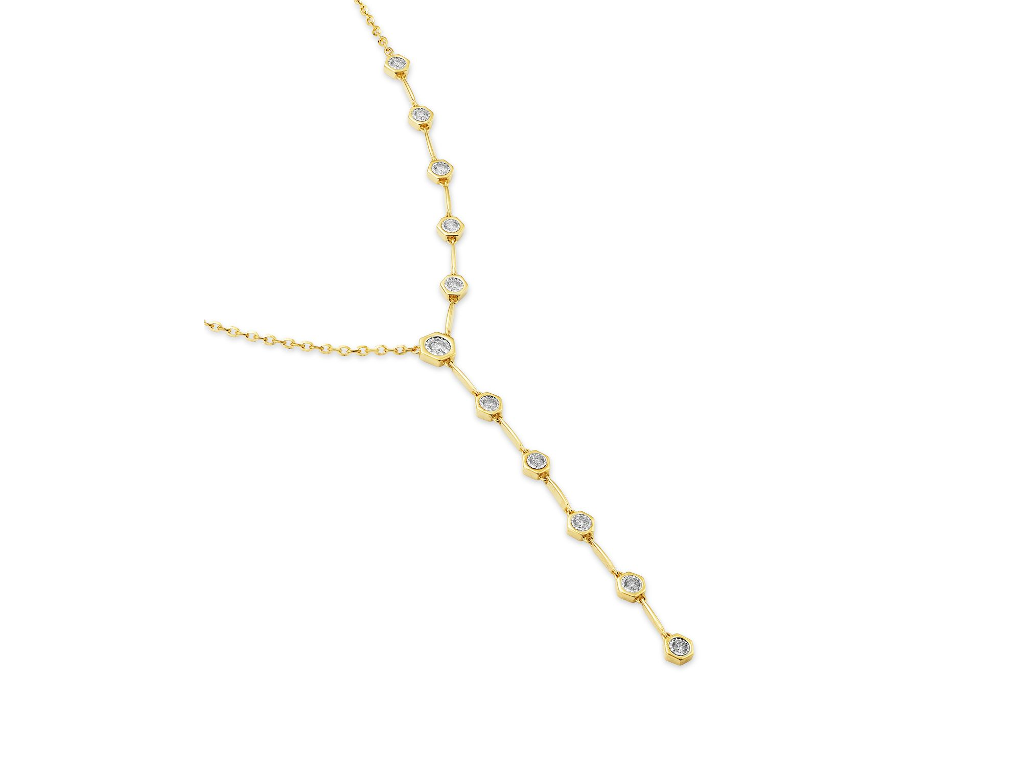 Diamond Bezel Lariat Necklace in 14K Yellow Gold, 0.25 tcw — Image 3