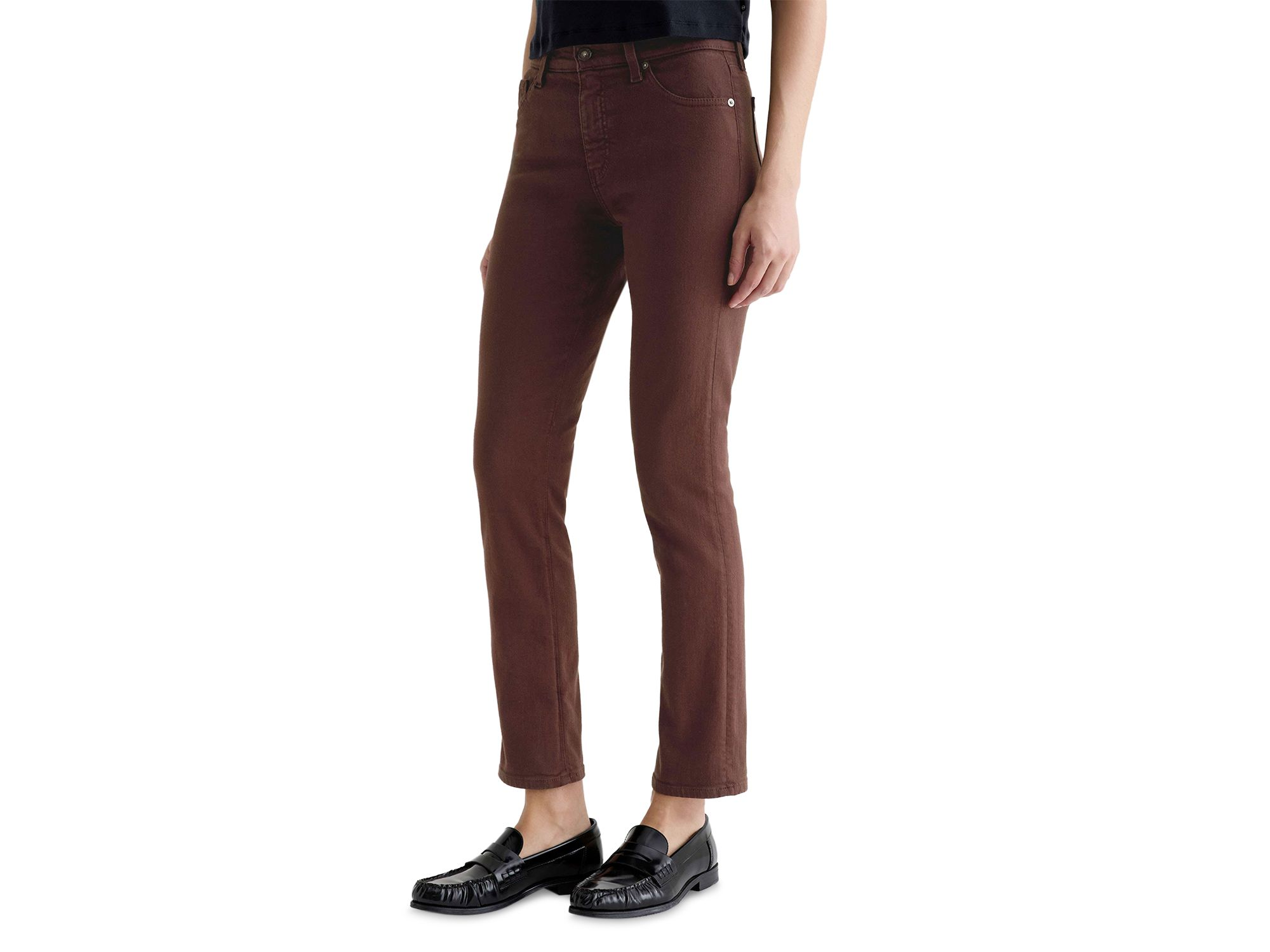 Mari Mid Rise Slim Straight Jeans in Coffee Bean — Image 4