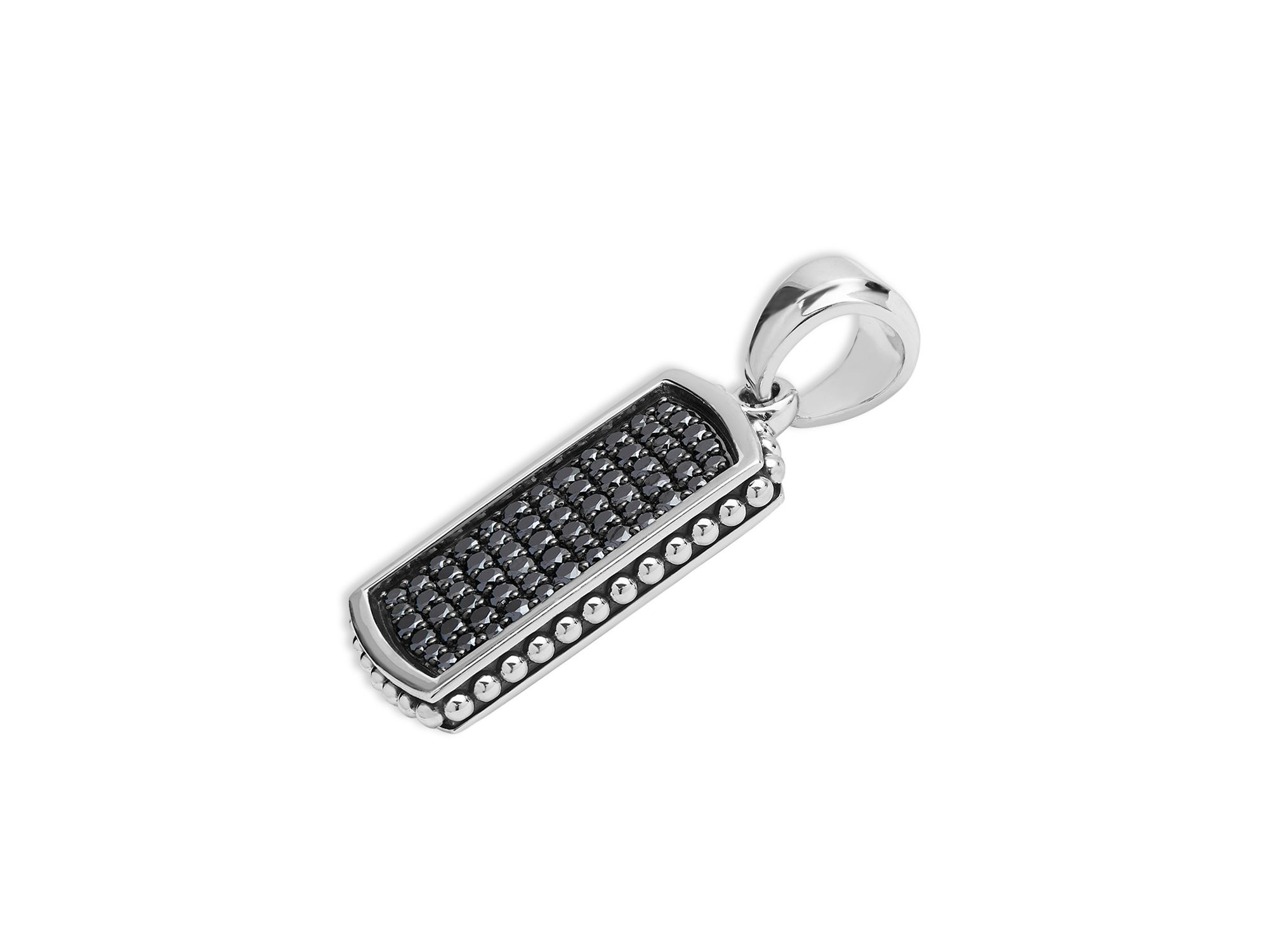 Men's Sterling Silver Anthem Black Diamond Tag Amulet Pendant — Image 3