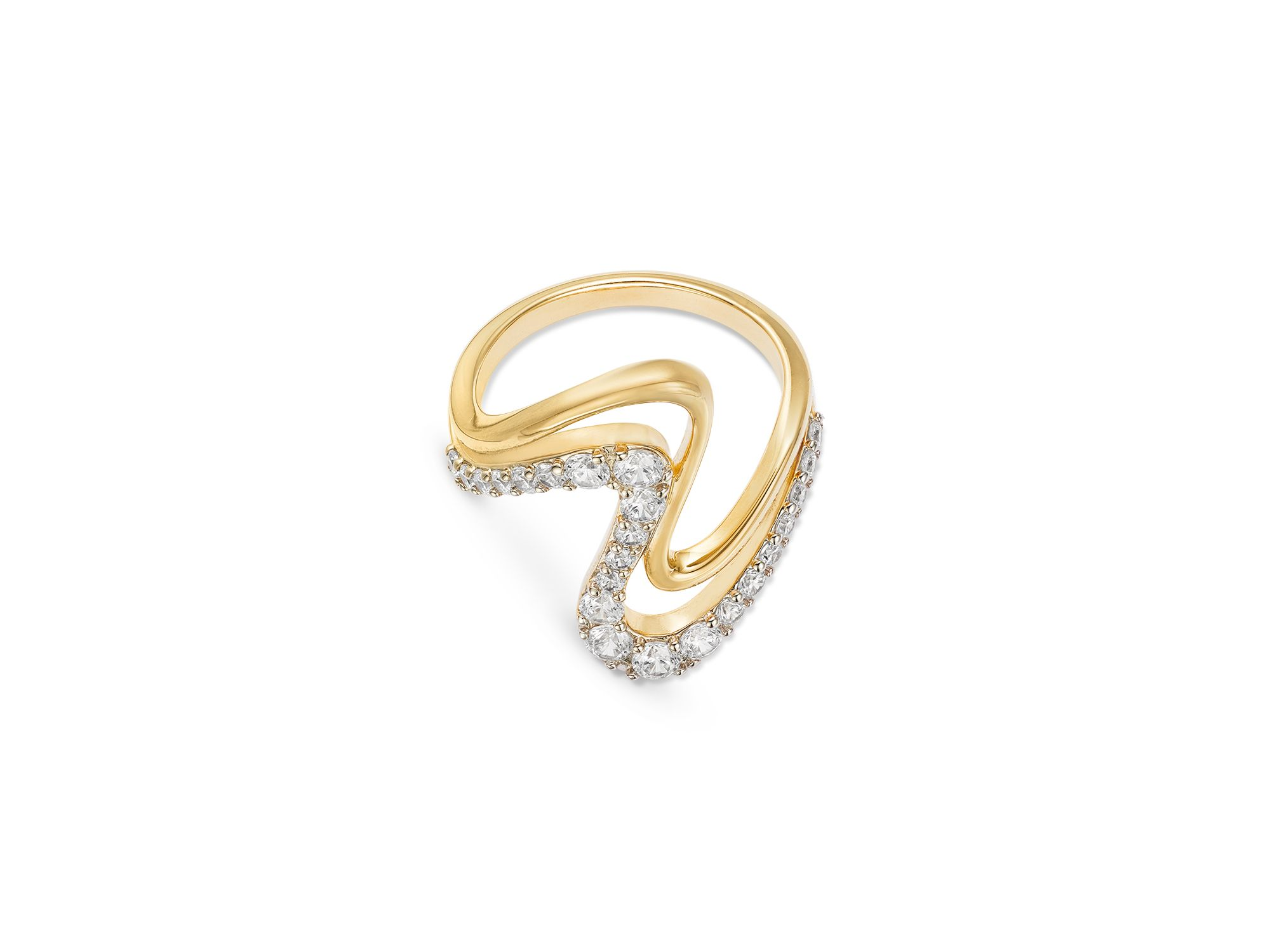 Diamond Double Wave Ring in 14K Yellow Gold, 1.0 tcw — Image 3