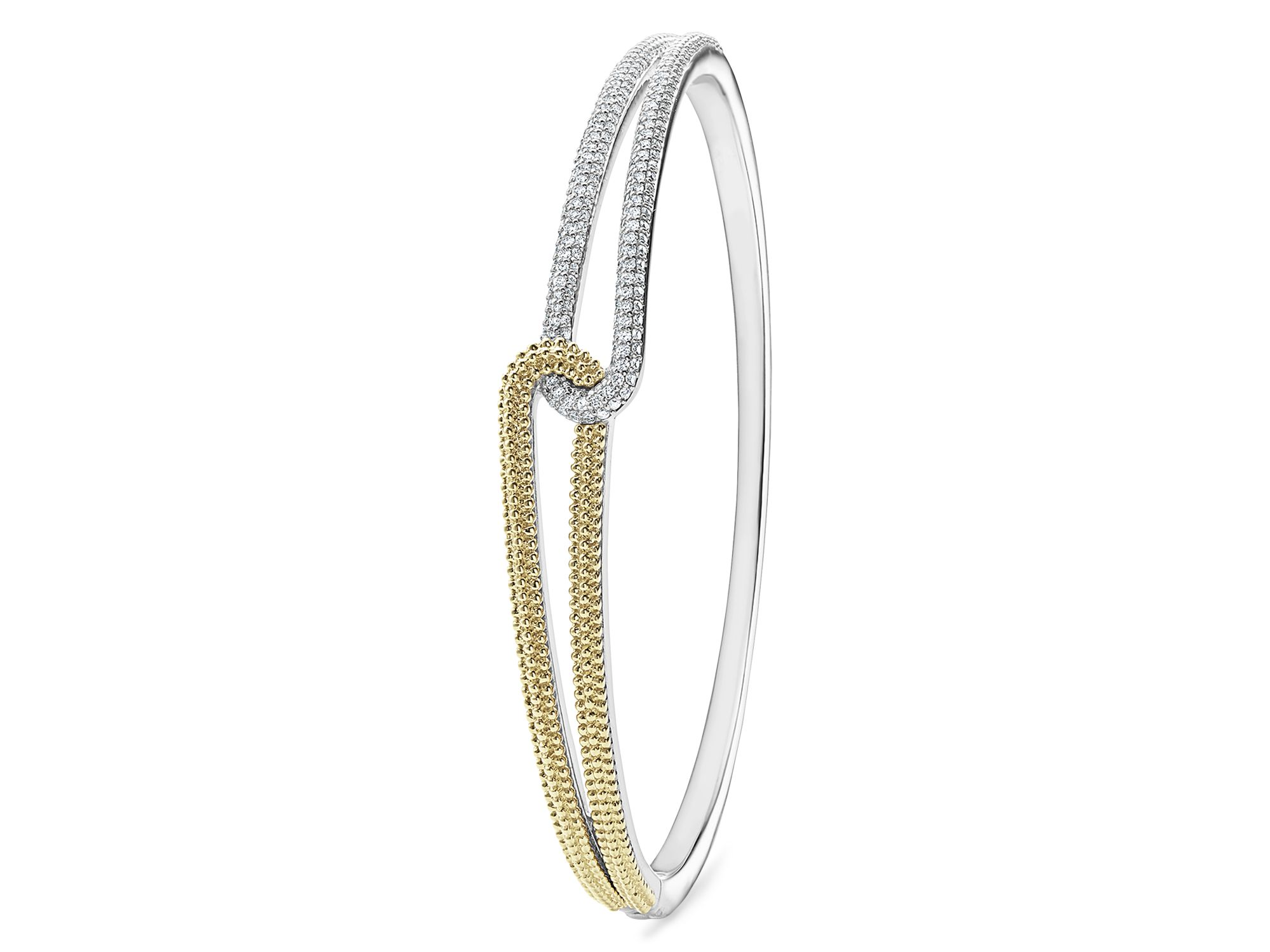 18K Yellow Gold & Sterling Silver Caviar Lux Clip Diamond Bangle Bracelet - Exclusive — Image 6