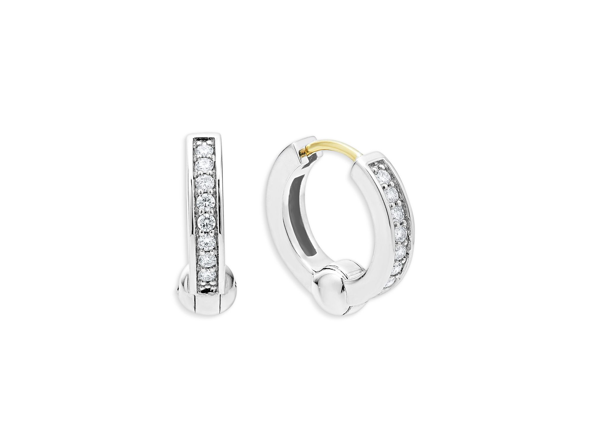 Sterling Caviar Spark Diamond Huggie Hoop Earrings — Image 3