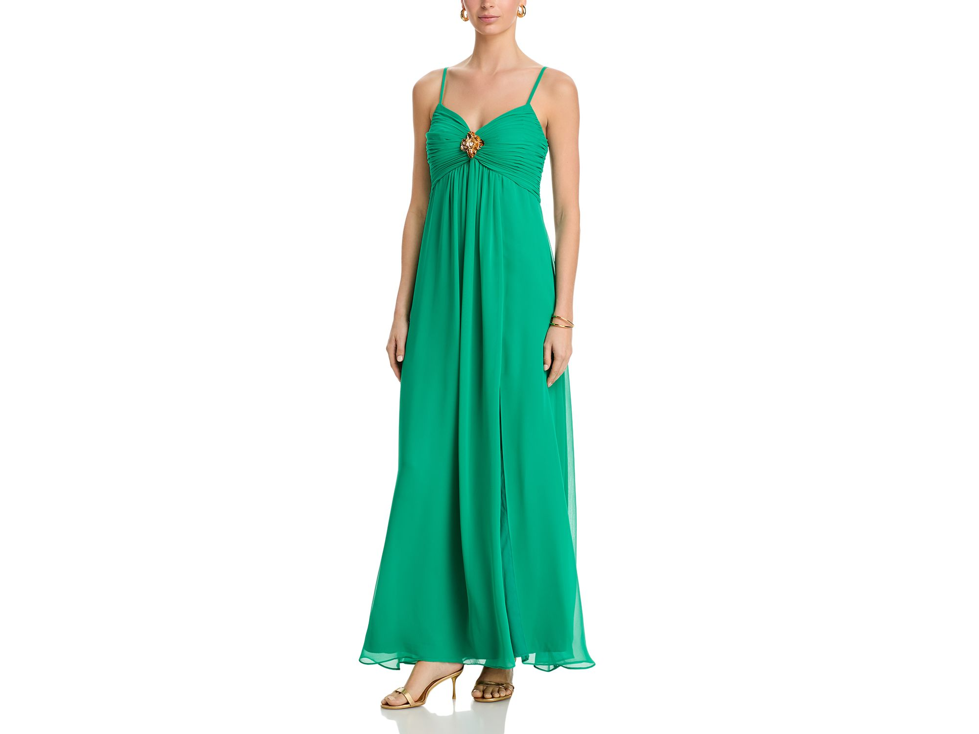 Sweetheart Spaghetti Strap Pleated Gown - Image 1