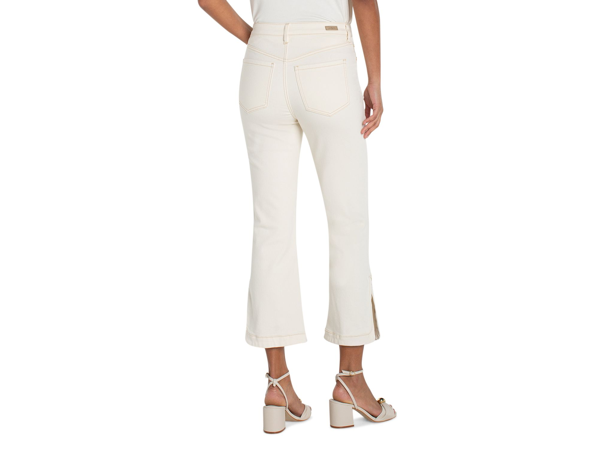 Hannah High Rise Crop Flare Leg Jeans with Tulip Hem in Desert Dunes — Image 3