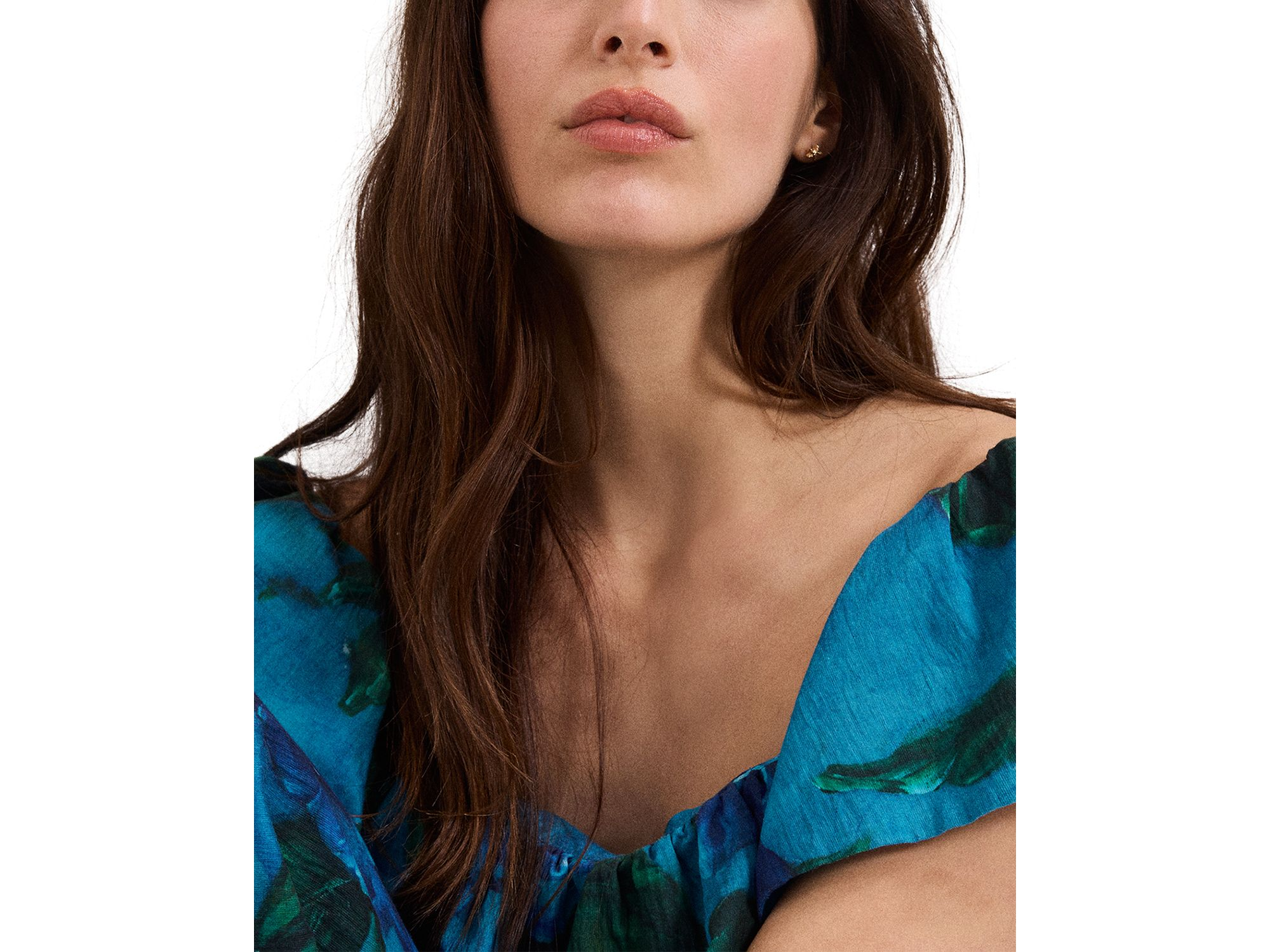 Brianne Blue Floral Ruffle Midi Dress — Image 3