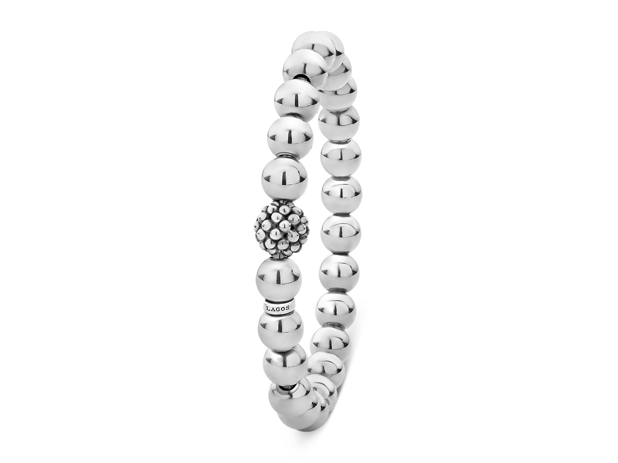 Sterling Signature Caviar Lattice Ball Bracelet — Image 5
