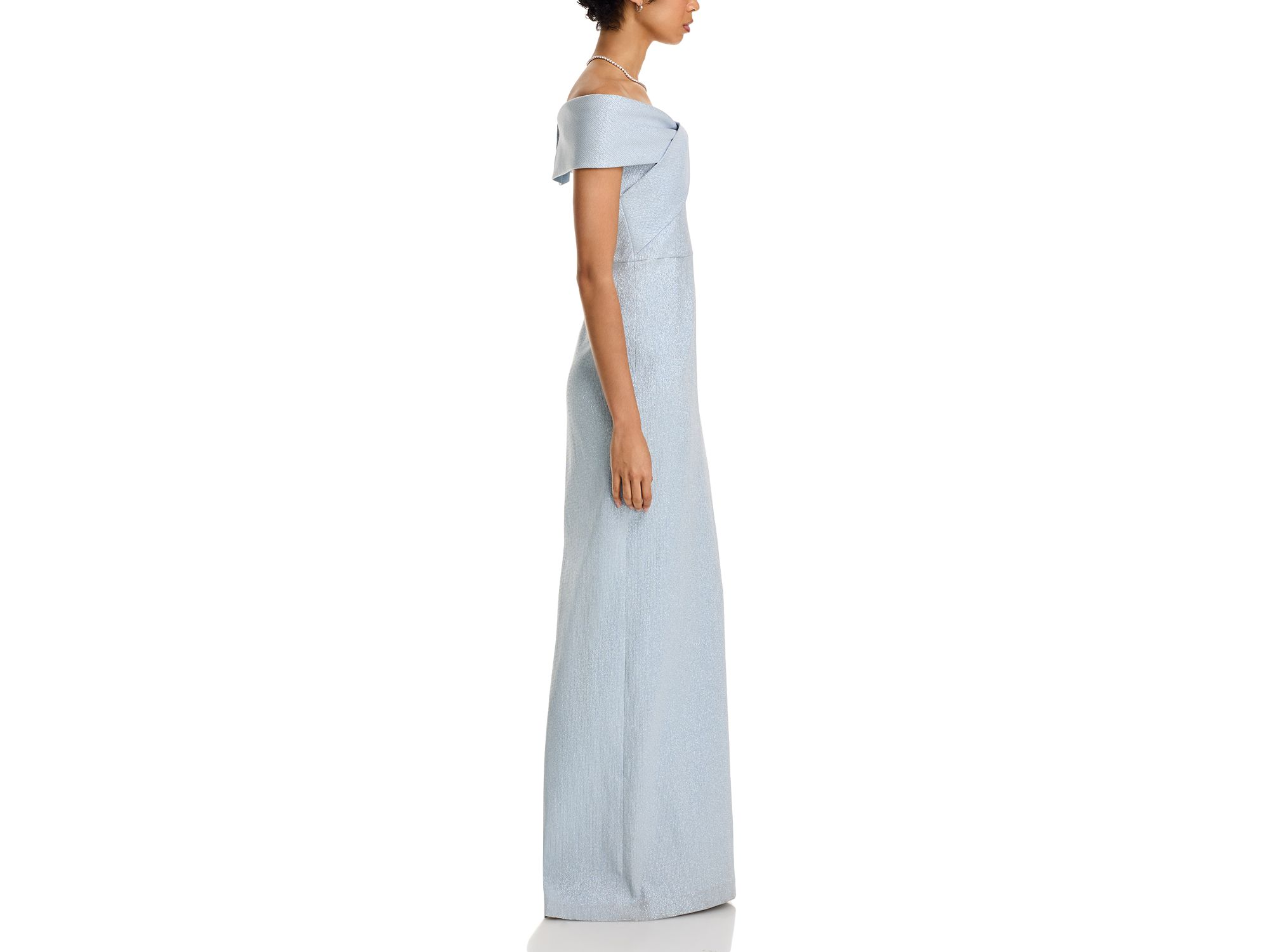 Metallic Jacquard Off-the-Shoulder Gown — Image 5