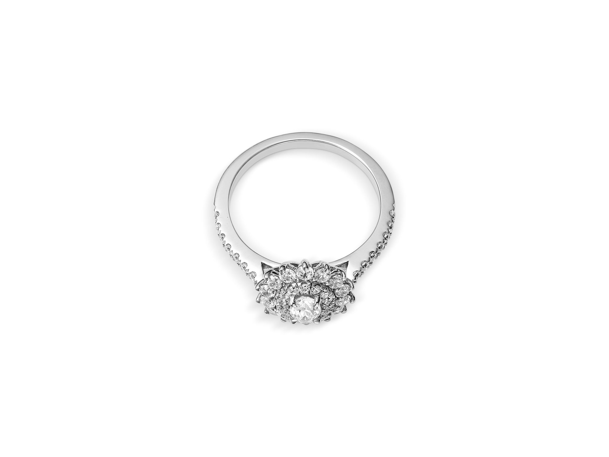 Diamond Oval & Round Starburst Halo Engagement Ring in 14K White Gold, 1.0 tcw — Image 3