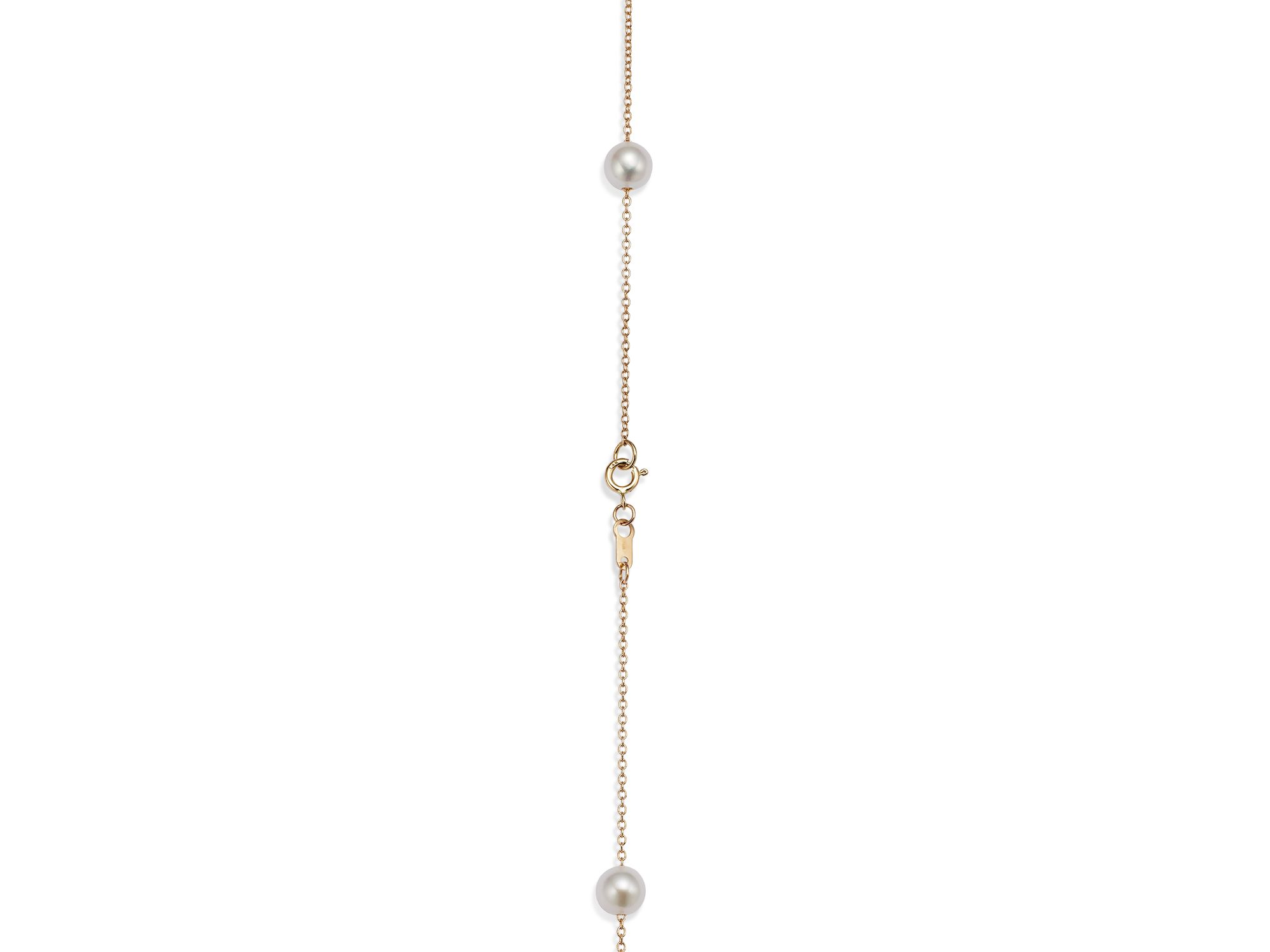 Cultured Freshwater Pearl Station Necklace in 14K Yellow Gold, 17" — Image 4