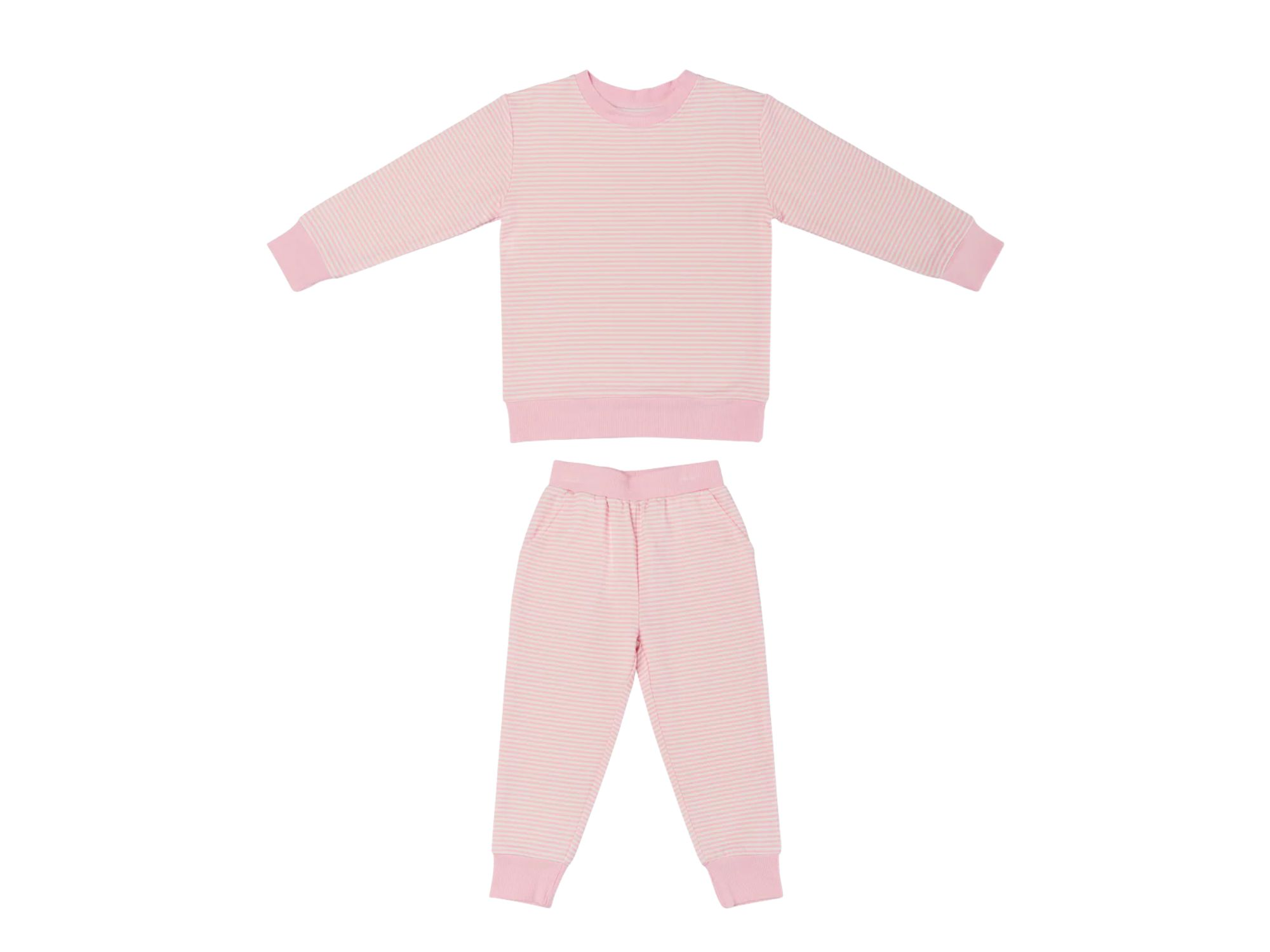 Girls' Peony Stripe Little Lounger Bamboo Sweatsuit - Baby, Little Kid — Image 4