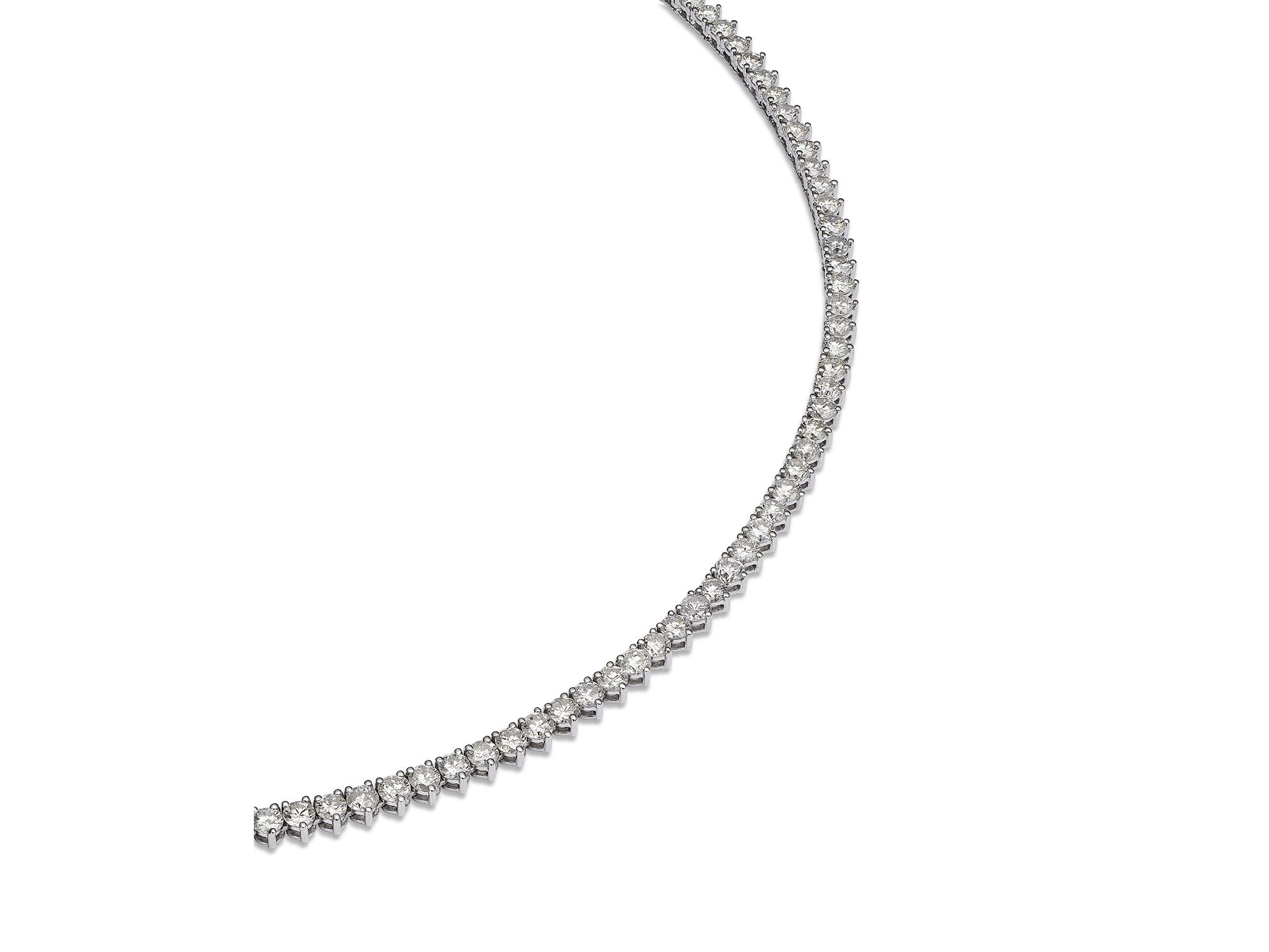 Diamond Classic 3-Prong Tennis Necklace in 14K White or Yellow Gold, 8.0 tcw — Image 3