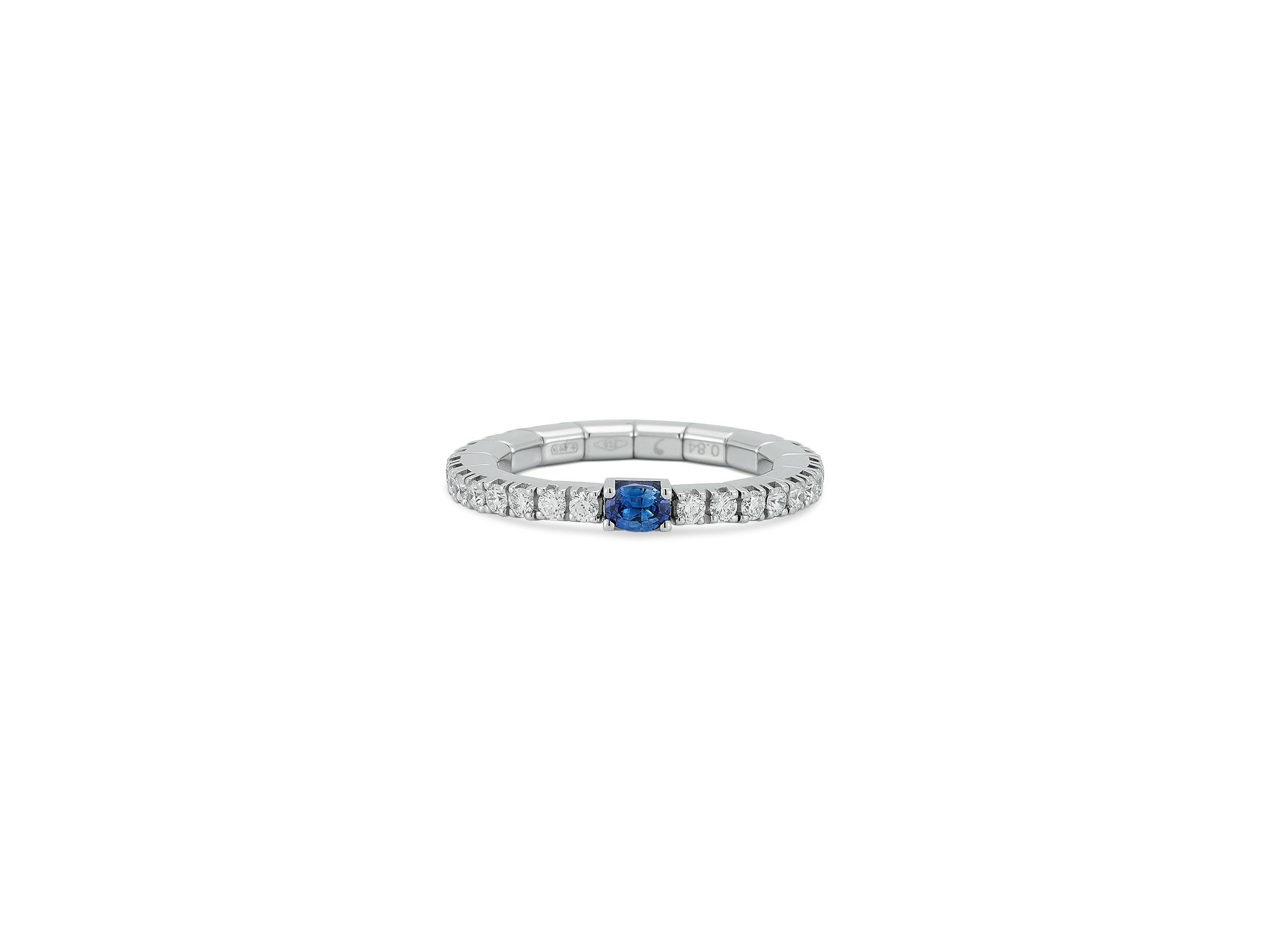 18K White Gold Extensible by Demeglio Blue Sapphire & Diamond Stretch Band - Image 1