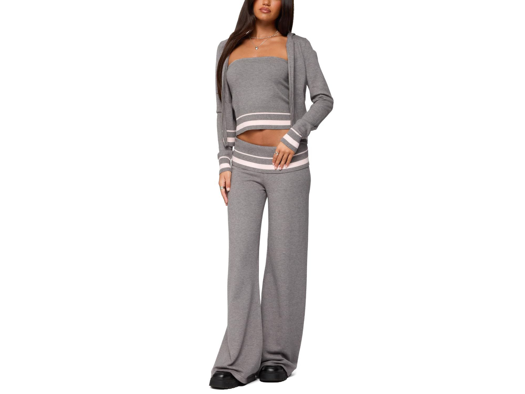 Kaliya Stripey Knit Zip Up Hoodie — Image 4