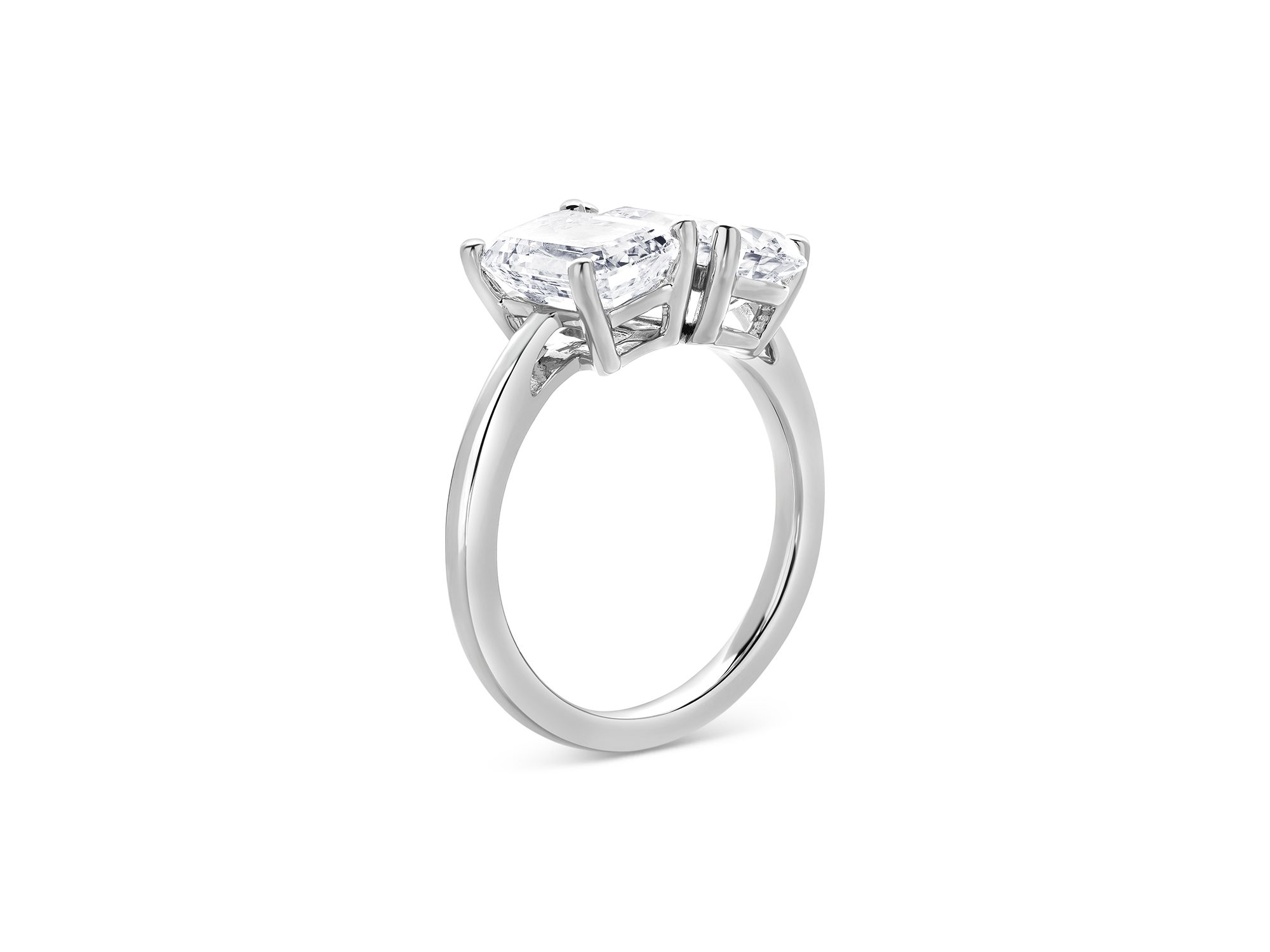 Certified Diamond Lab Grown Pear & Emerald Cut Toi Et Moi Engagement Ring in 18K White Gold, 4.0 tcw — Image 3