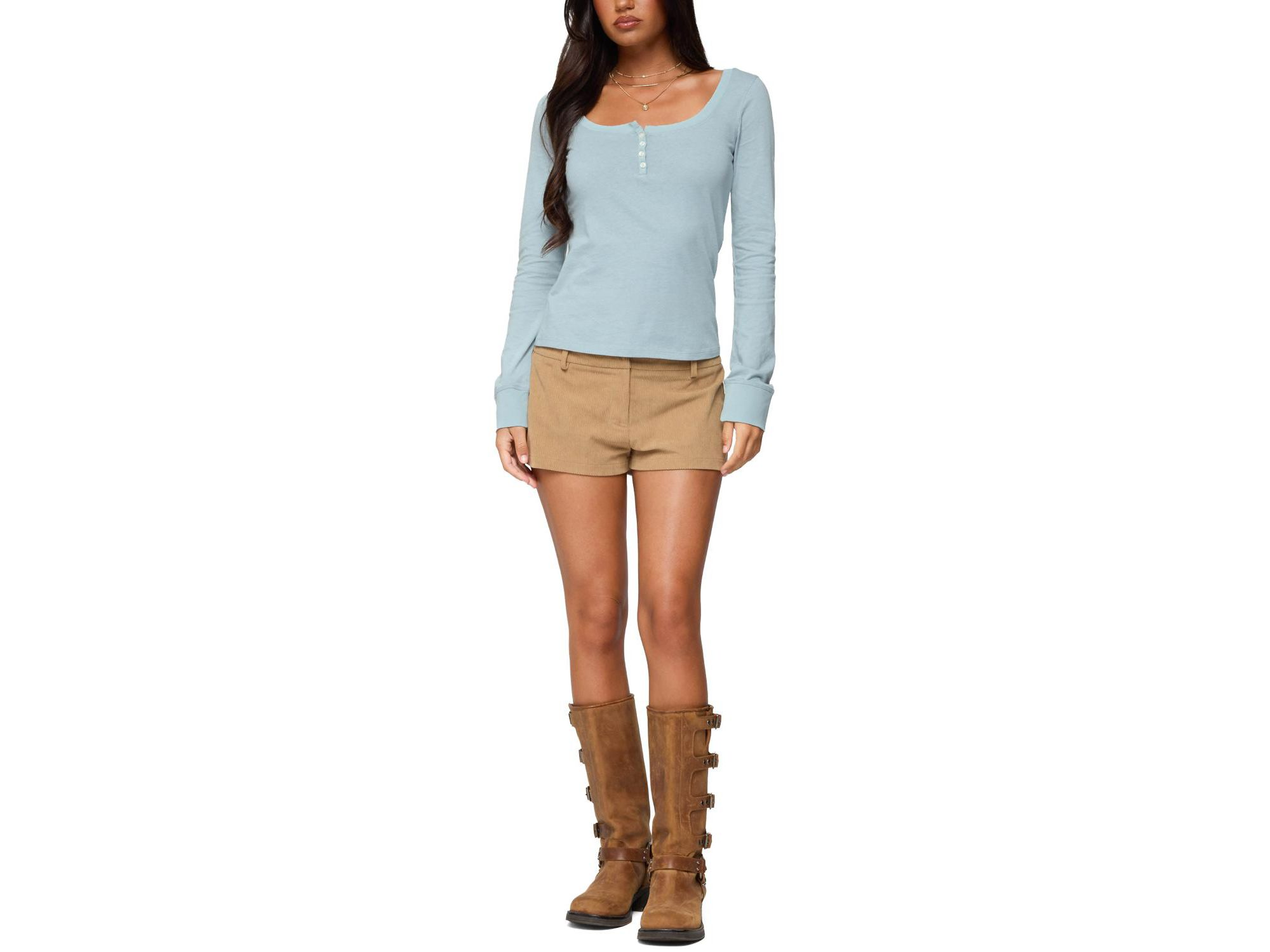 Steffey Scoop Neck Henley Top — Image 5