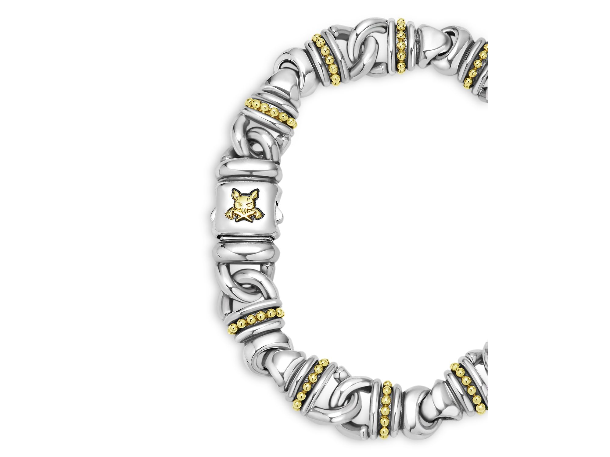 Men's 18K Yellow Gold & Sterling Silver Anthem Beaded Link Bracelet - Exclusive — Image 3