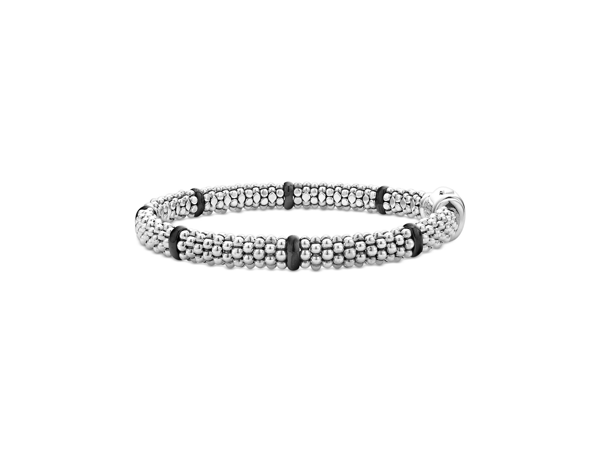 Sterling Silver Black Caviar Ceramic Beaded Bracelet — Image 6