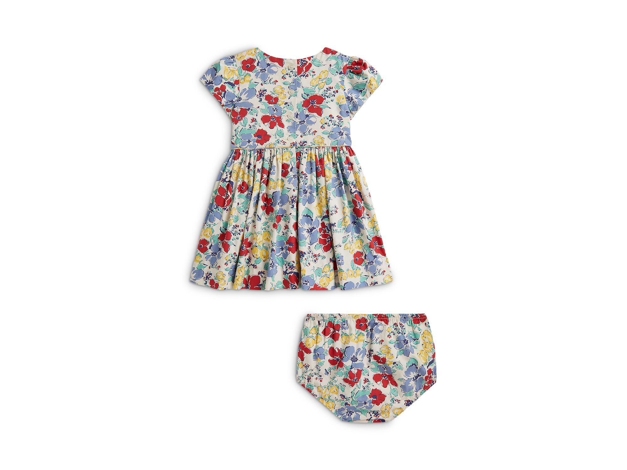 Girls' Floral Cotton Poplin Dress & Bloomer - Baby — Image 3