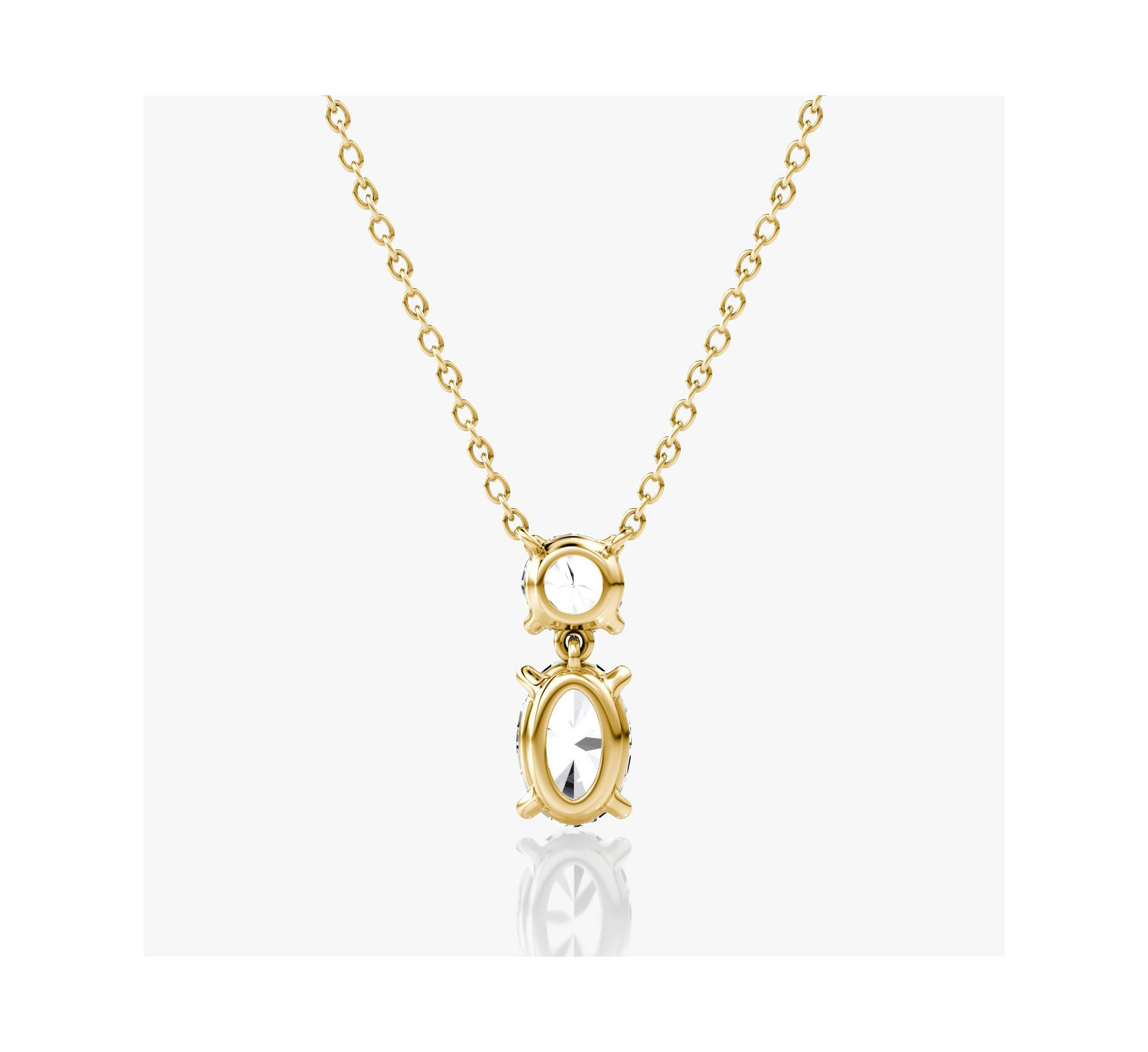 Signature Duo Drop Necklace in 14K Yellow Gold, 1.5ctw Round Brilliant & Oval Lab Grown Diamonds — Image 3