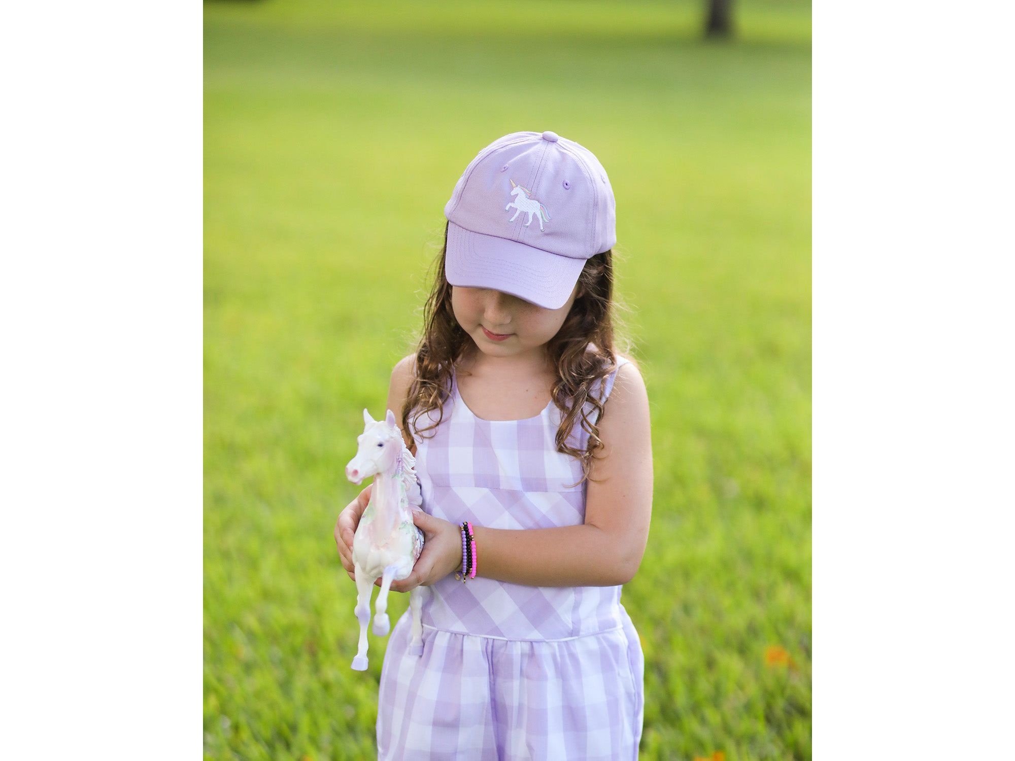 Girls' Rainbow Unicorn Bow Baseball Hat in Lavender - Little Kid — Image 3